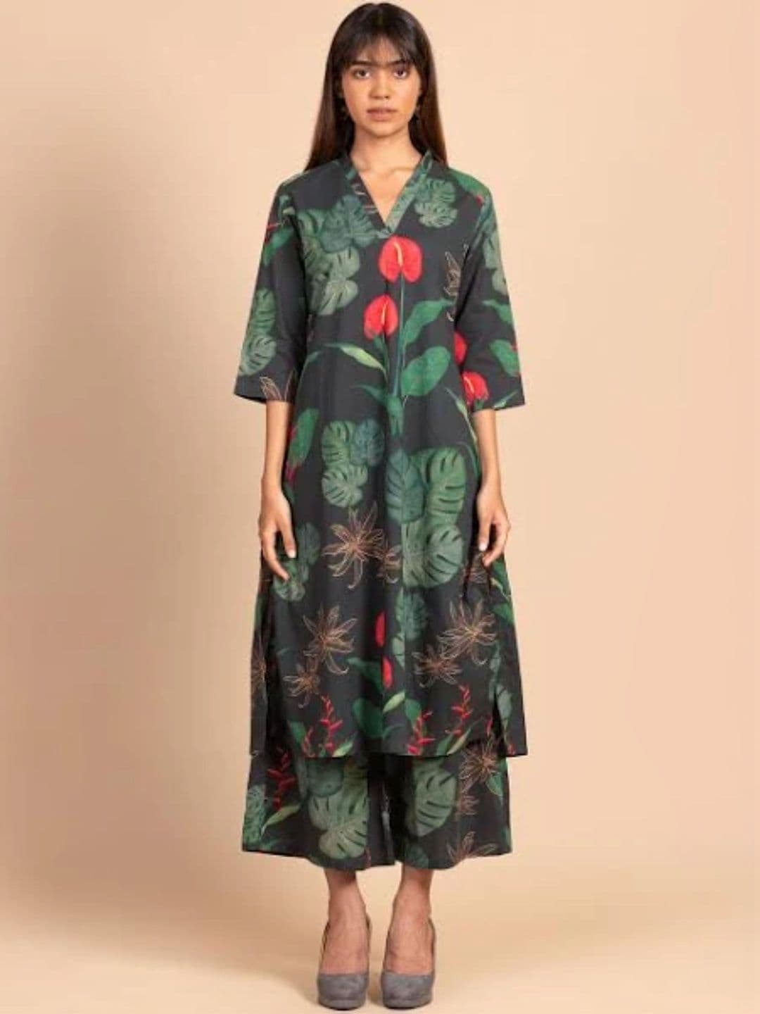 Royal Export Women Floral Printed Regular Kurta with Palazzos - view 1