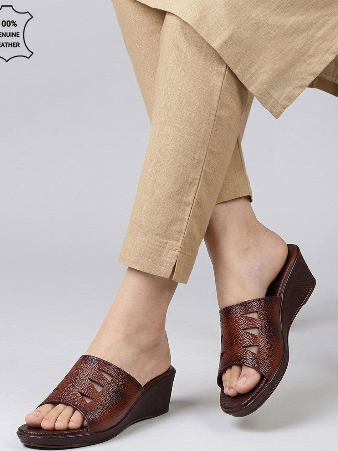 VENDOZ Textured Leather Wedge with - view 1