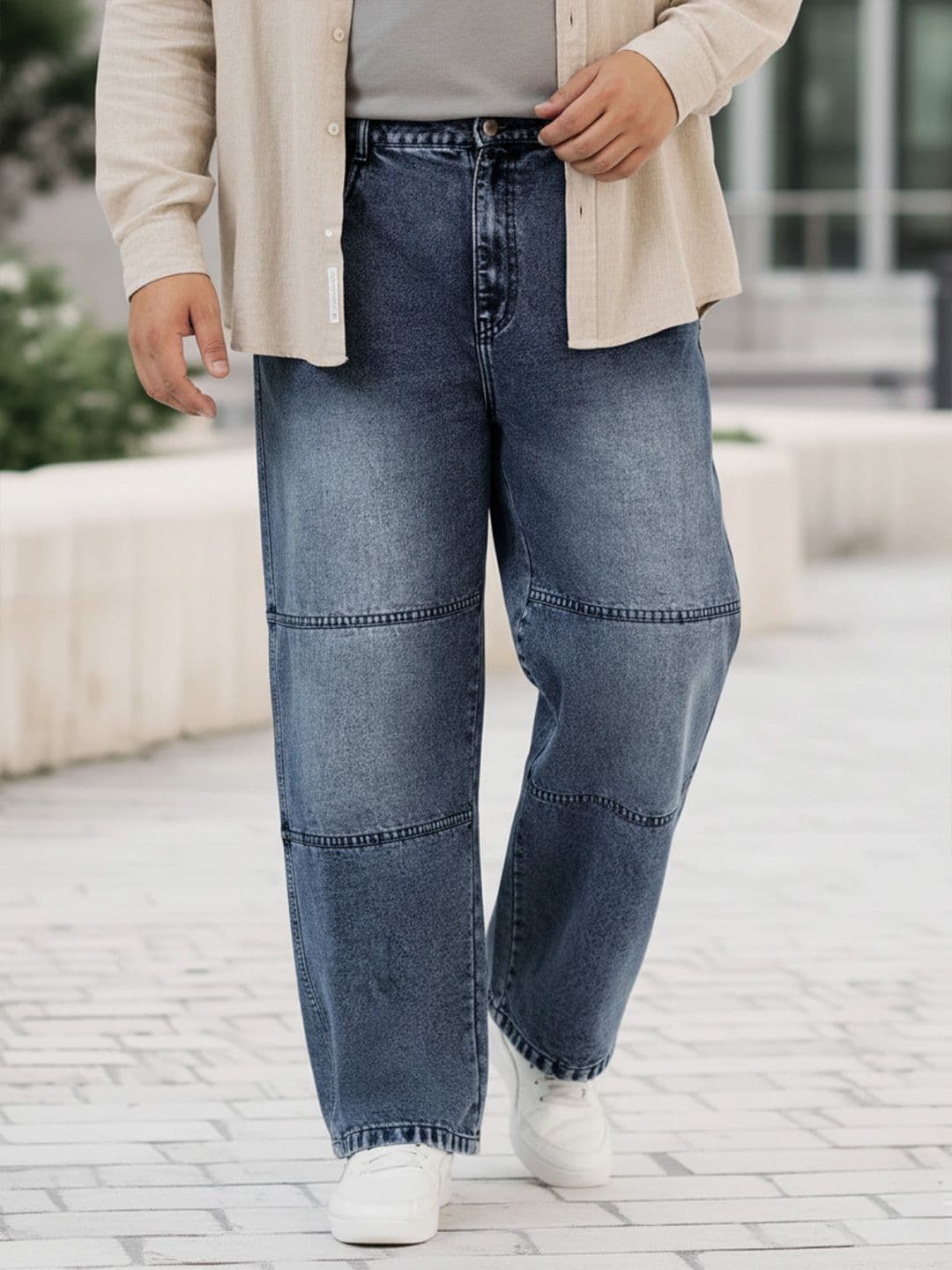 Urbano Plus Cut and Sew Panelled Relaxed Fit Jeans - view 1