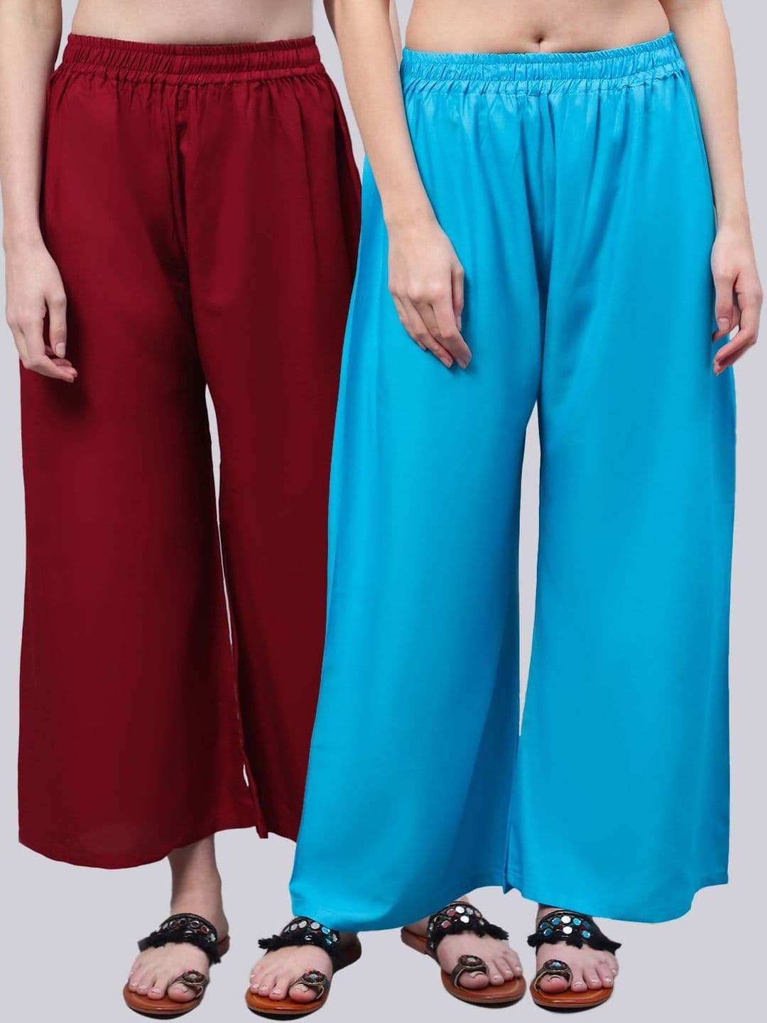 KALINI Women 2 Flared Ethnic Palazzos - view 1