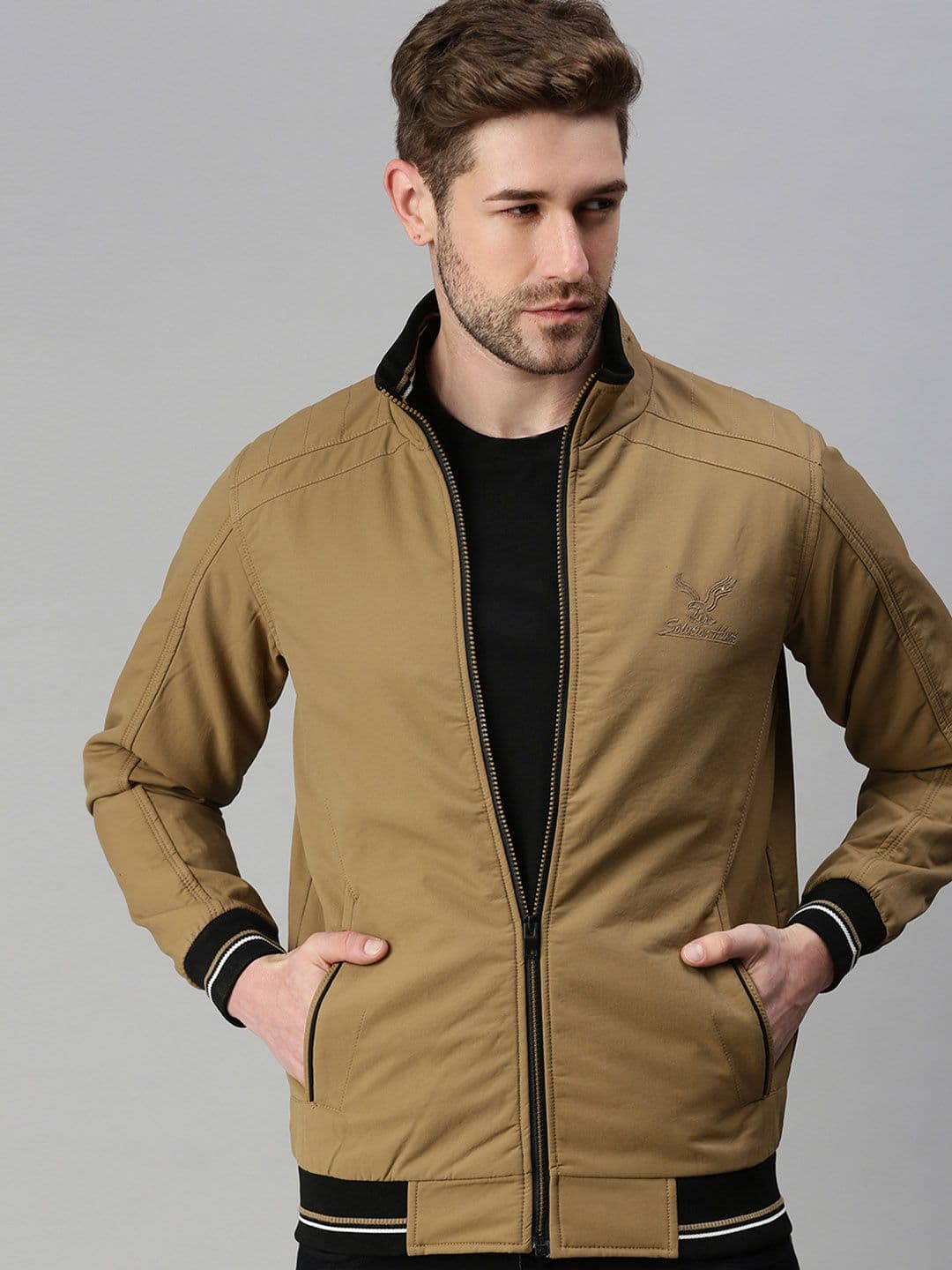 SHOWOFFFF Men Brand Logo Windcheater Bomber with Embroidered Jacket - view 1