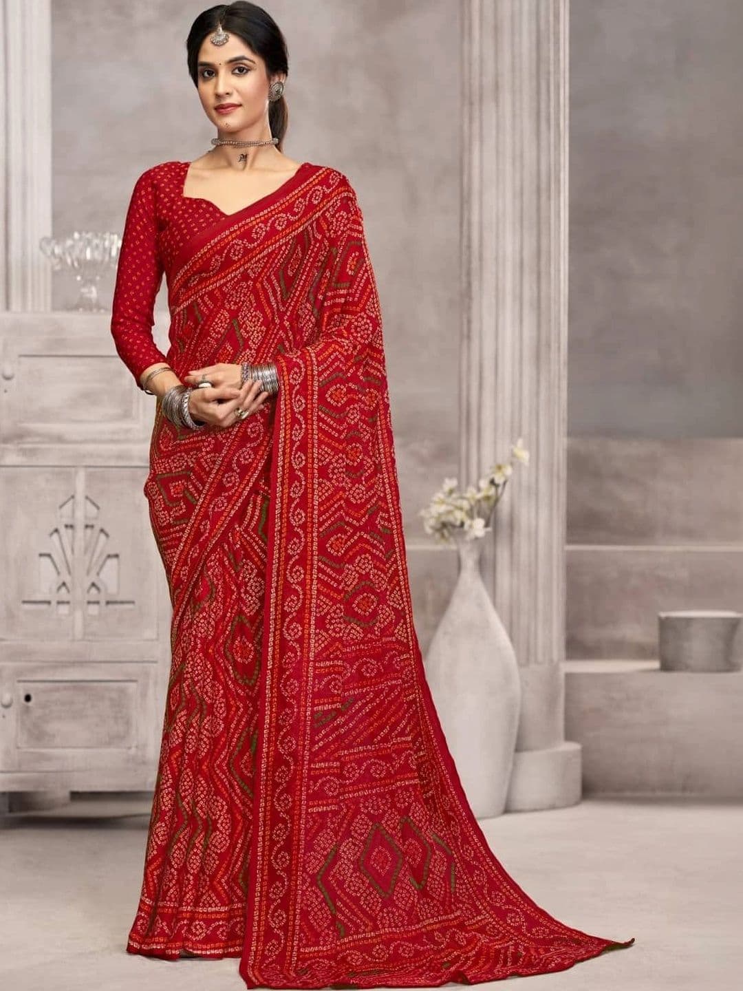 KALINI Bandhani Pure Chiffon Bandhani Saree - view 1