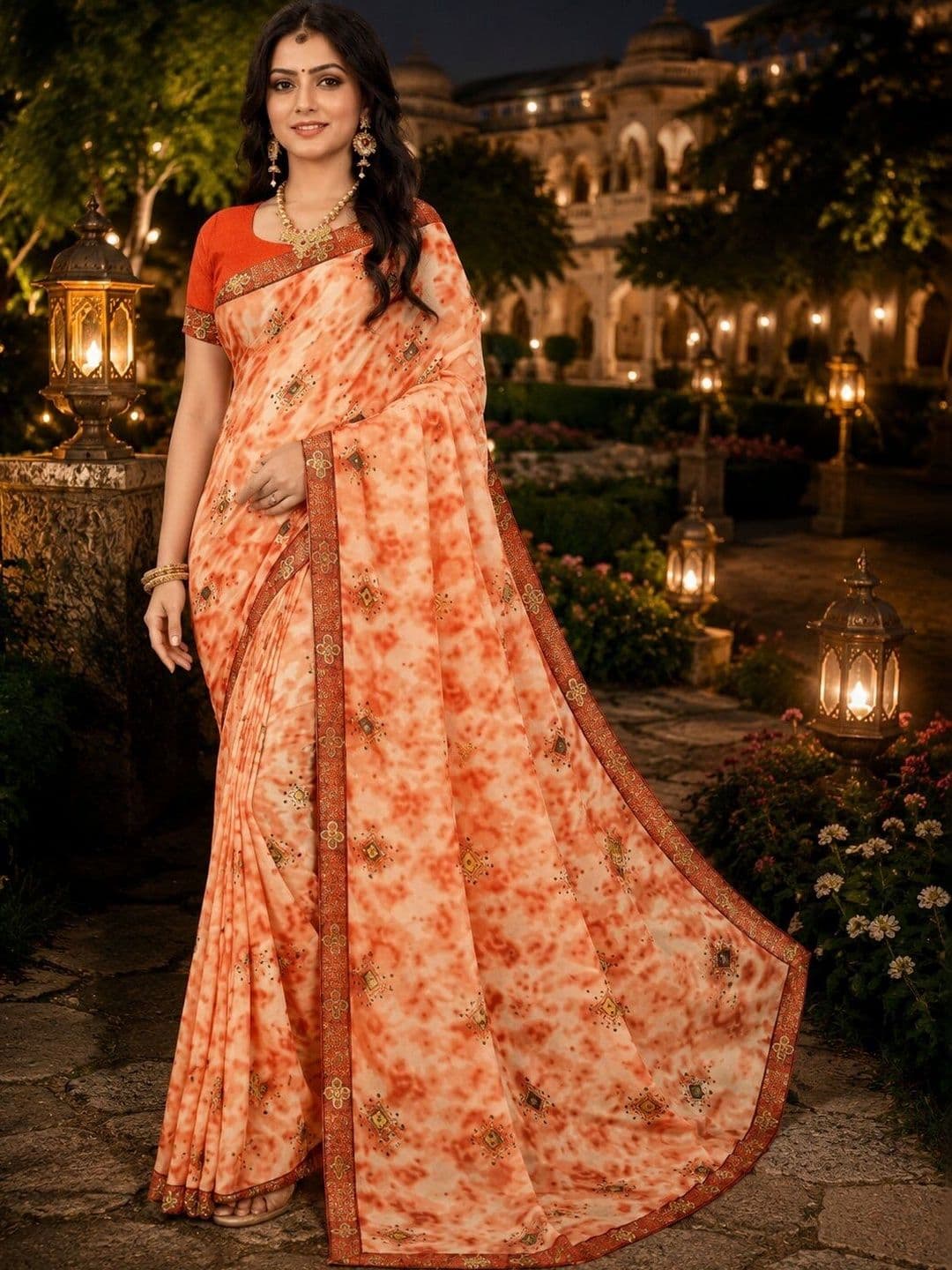 KANURIKAA Tie and Dye Poly Georgette Bandhani Saree - view 1