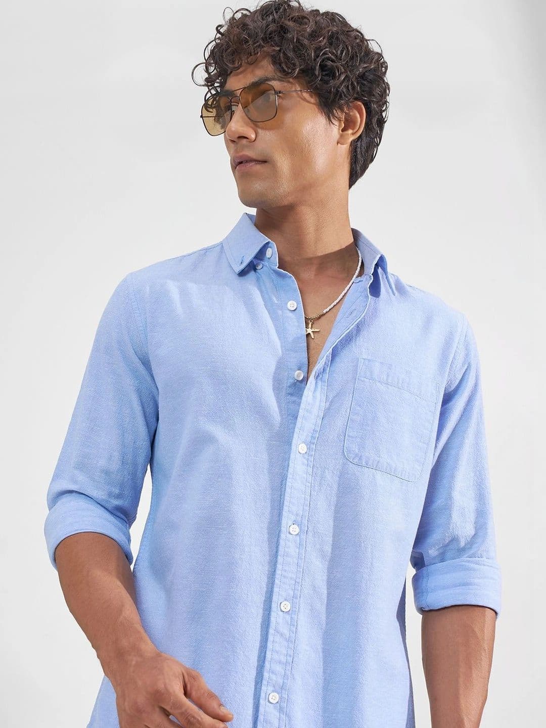 HIGHLANDER Men Premium Linen Chambray Button Down Shirt - view 1