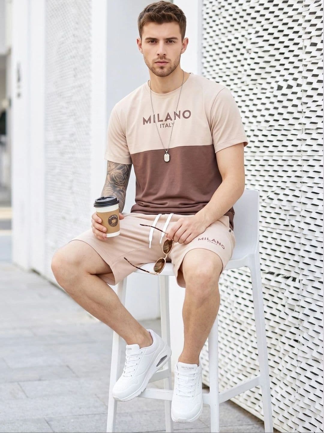 WEET Men Pure Cotton Colourblocked T-Shirt & Shorts Night Suit - view 1