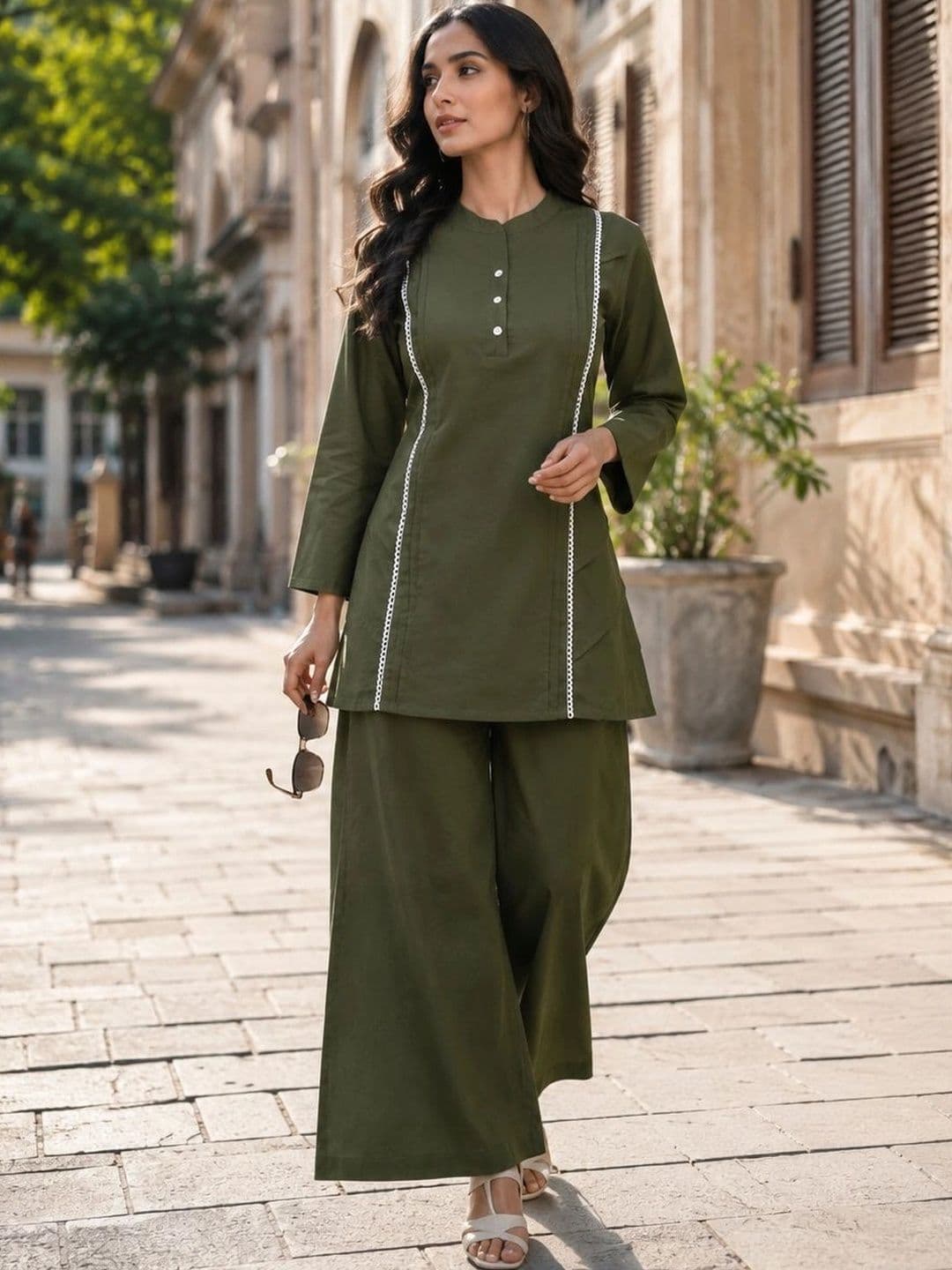 BANSARI COLLECTION Women Layered Pure Cotton Kurta with Palazzos - view 1