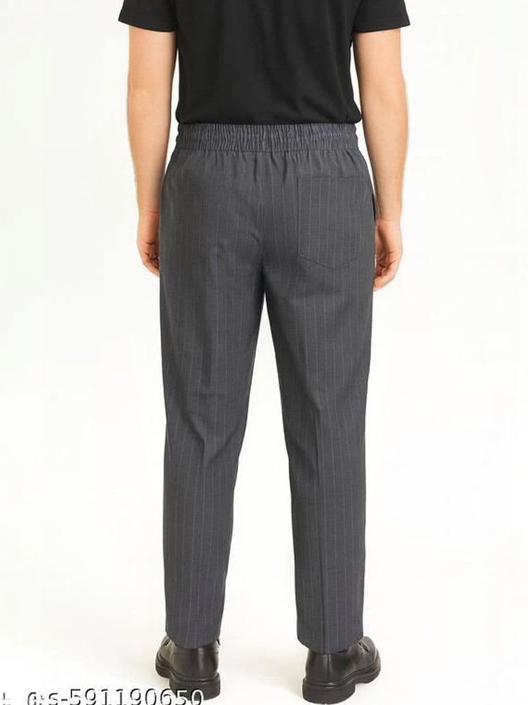 Global Jeans Men Striped Mid-Rise Straight Lounge Pants - view 1
