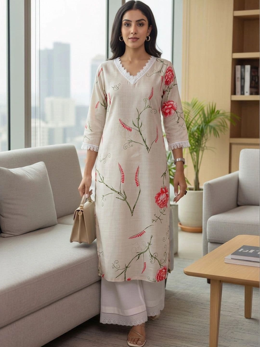 Varanga Women Floral Printed Floral Kurta - view 1