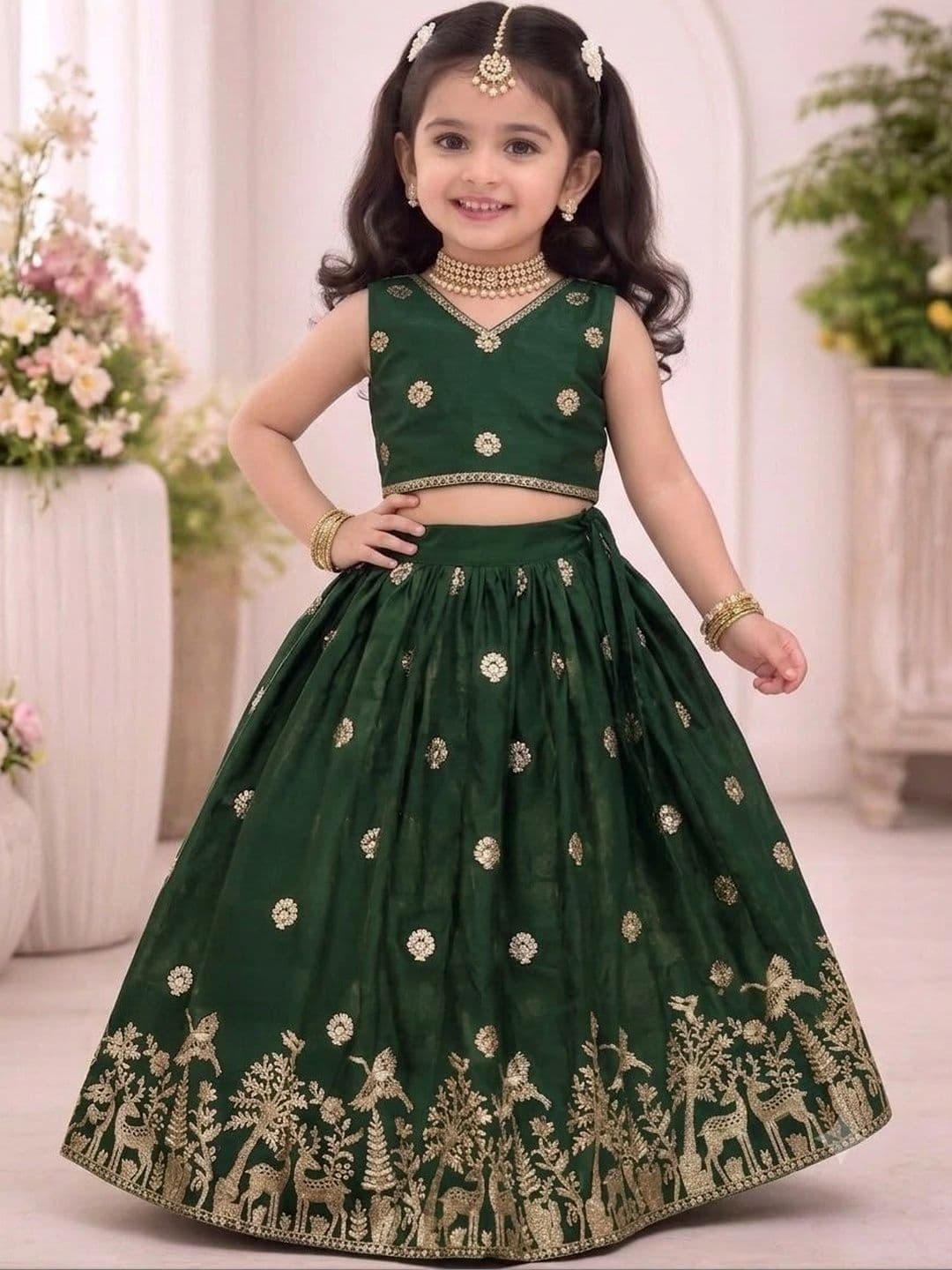 KALINI Girls Embellished Ready to Wear Lehenga & - view 1