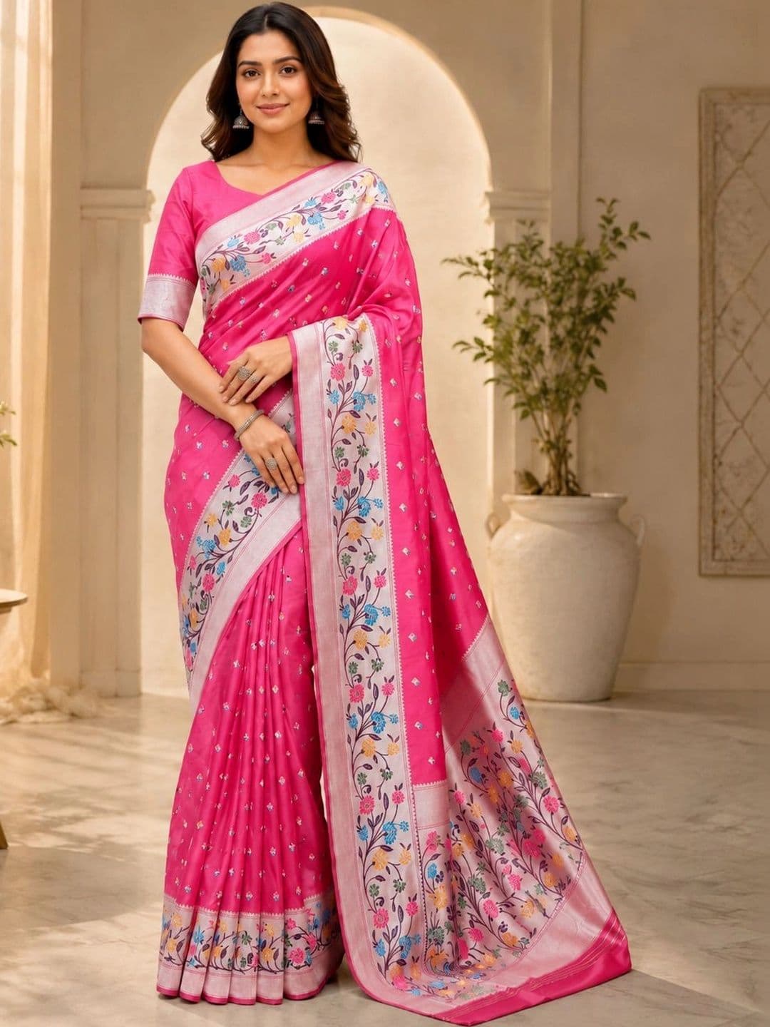 Fabbarries Floral Zari Art Silk Banarasi Saree - view 1