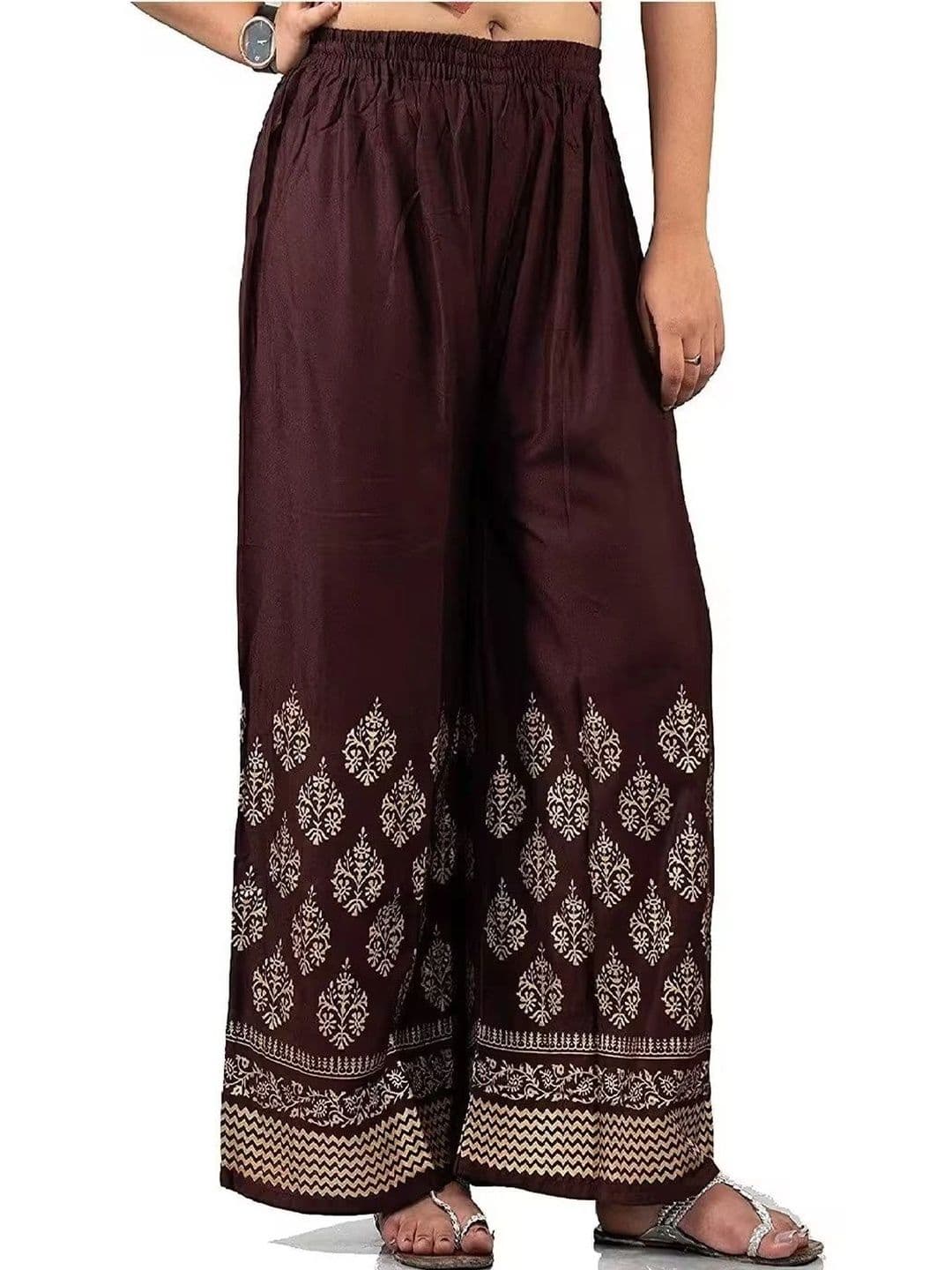 Meyara Women Ethnic Motifs Printed Knitted Ethnic Palazzos - view 1