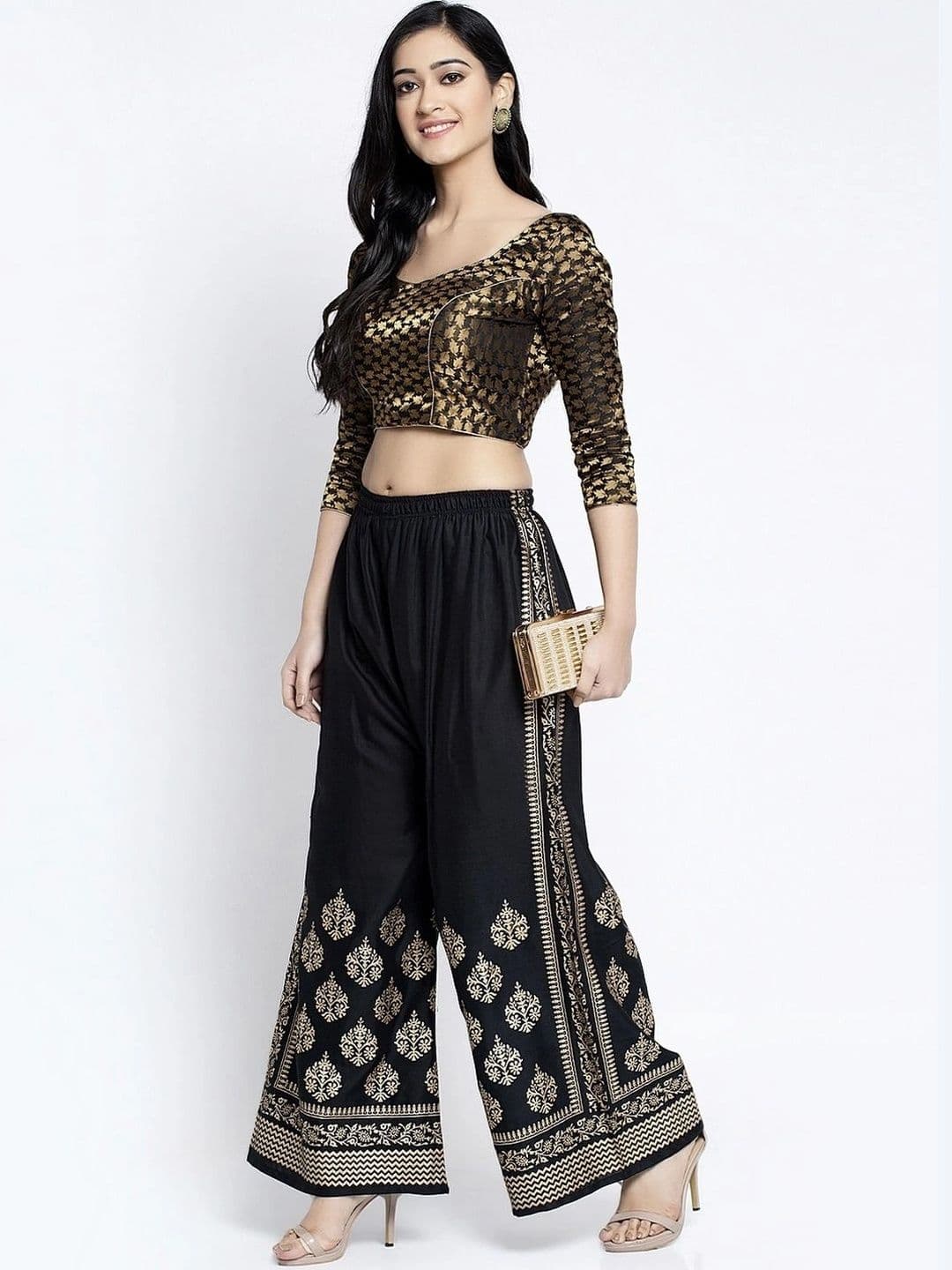 Meyara Women Ethnic Motifs Printed Knitted Ethnic Palazzos - view 1