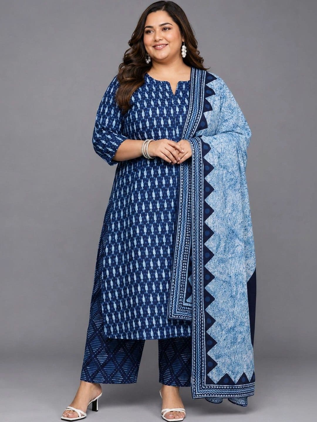 EXTRA LOVE BY LIBAS Women Printed Regular Kurta with Palazzos & With Dupatta - view 1