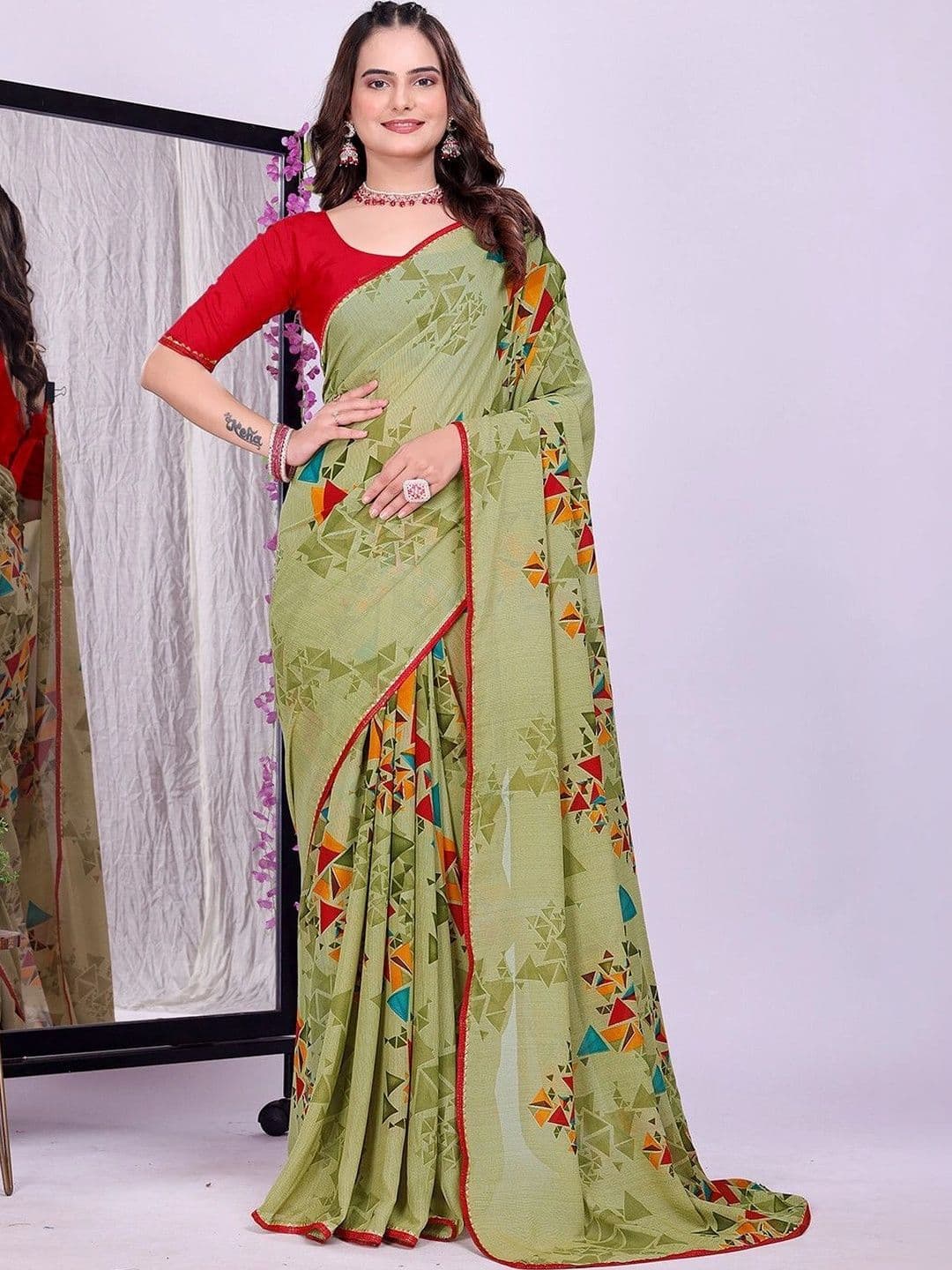 KANURIKAA Poly Georgette Bandhani Saree - view 1
