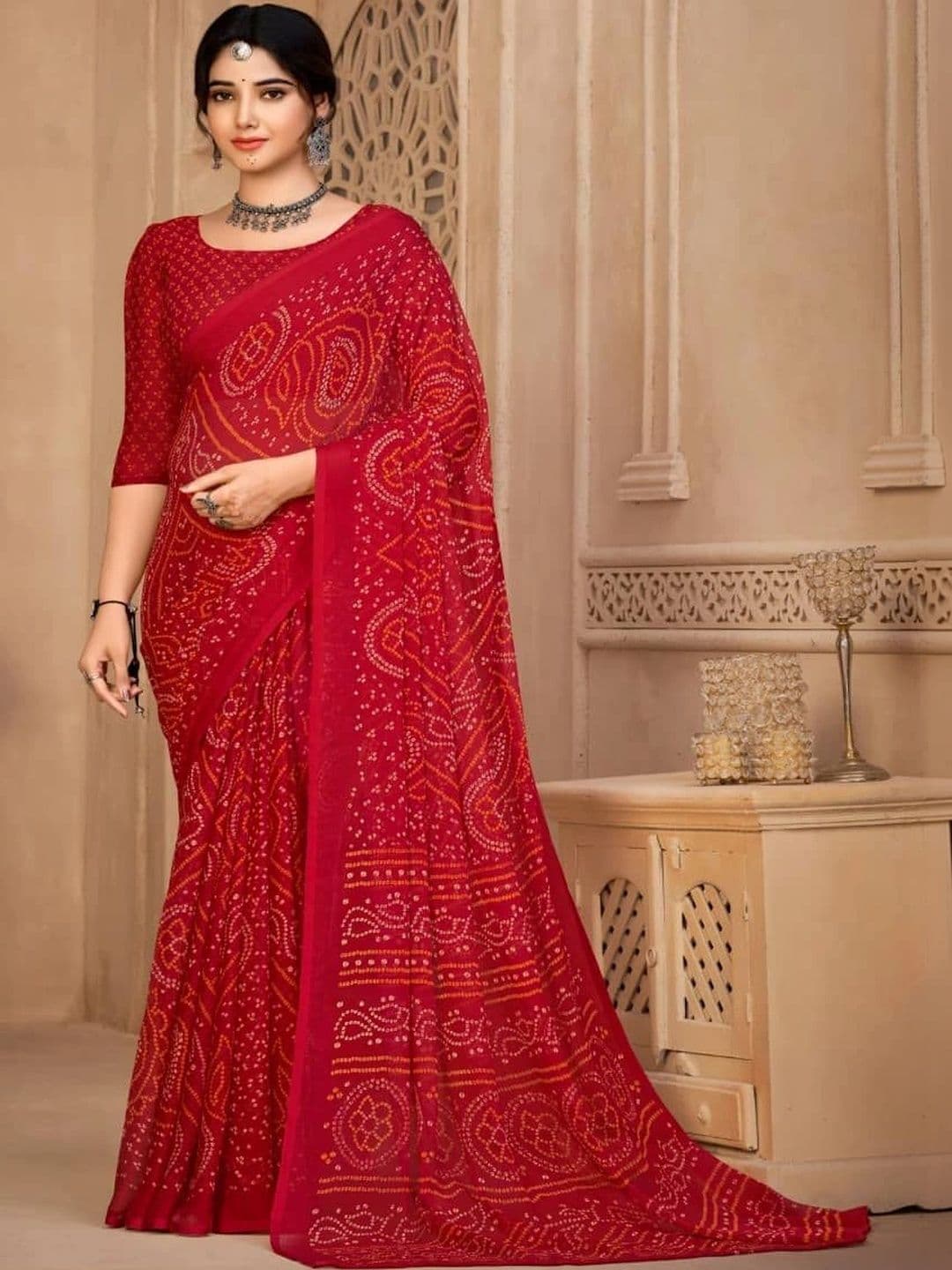 KALINI Women Bandhani Pure Chiffon Bandhani Saree - view 1