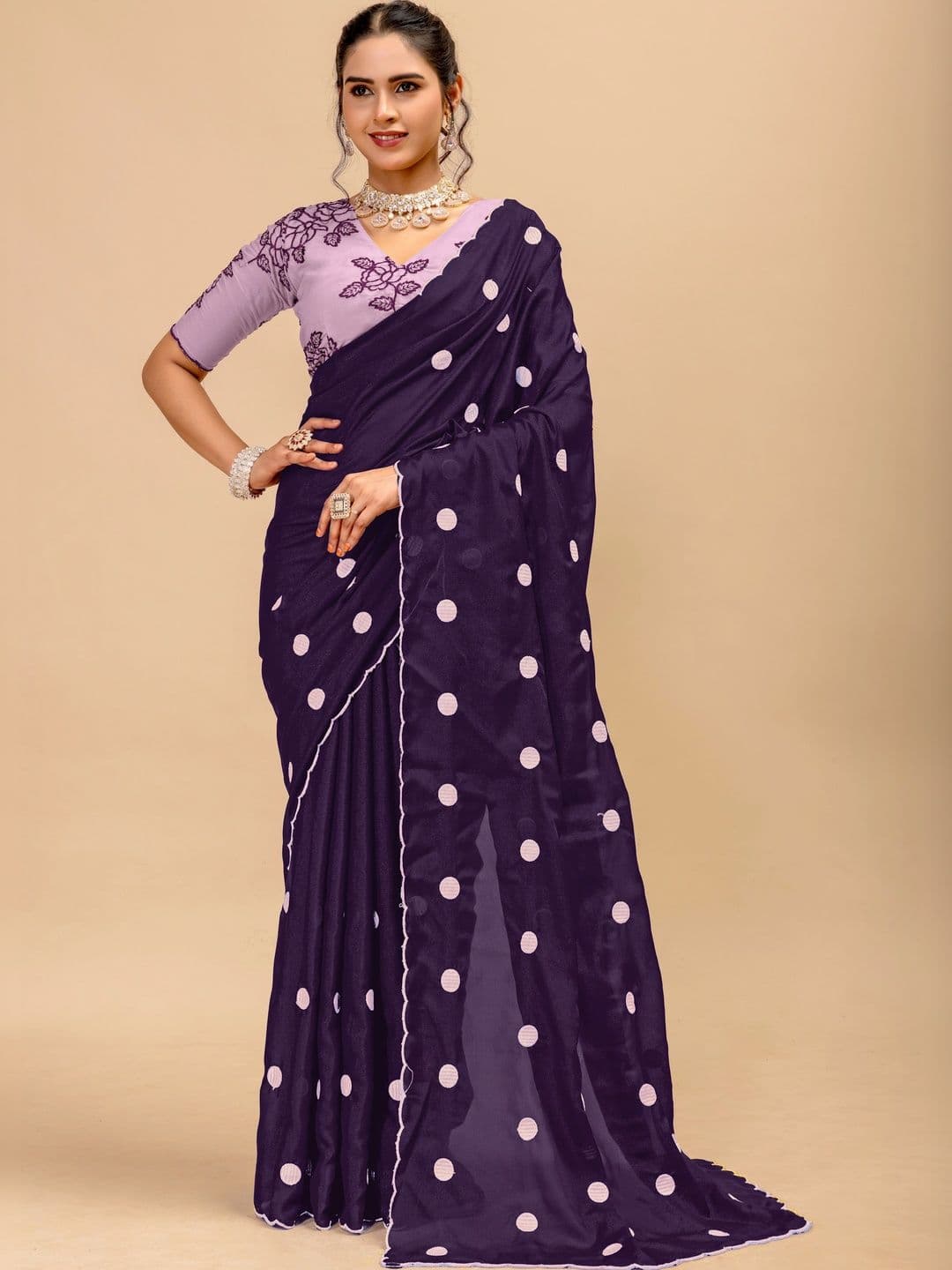Vastra Drape Embellished Embroidered Poly Georgette Saree - view 1