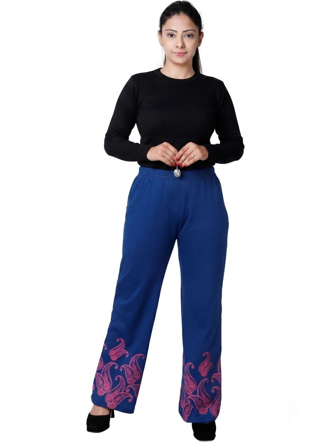 BAESD Women Paisley Printed Knitted Ethnic Palazzos - view 1