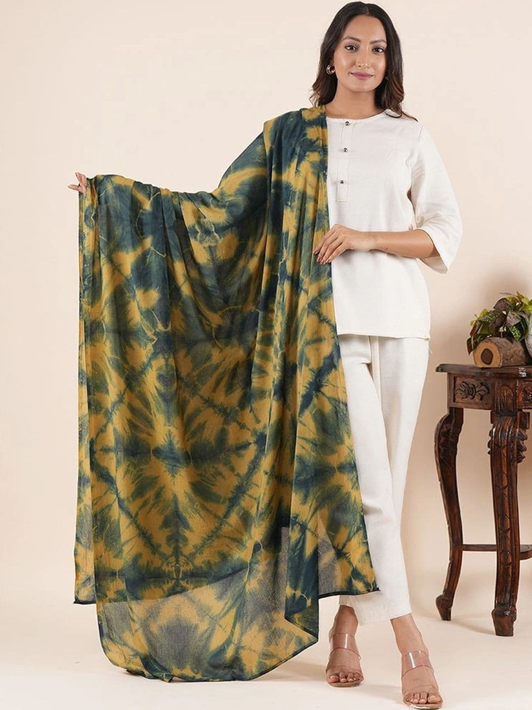 Style Shoes Dyed Pure Cotton Tie and Dye Dupatta - view 1