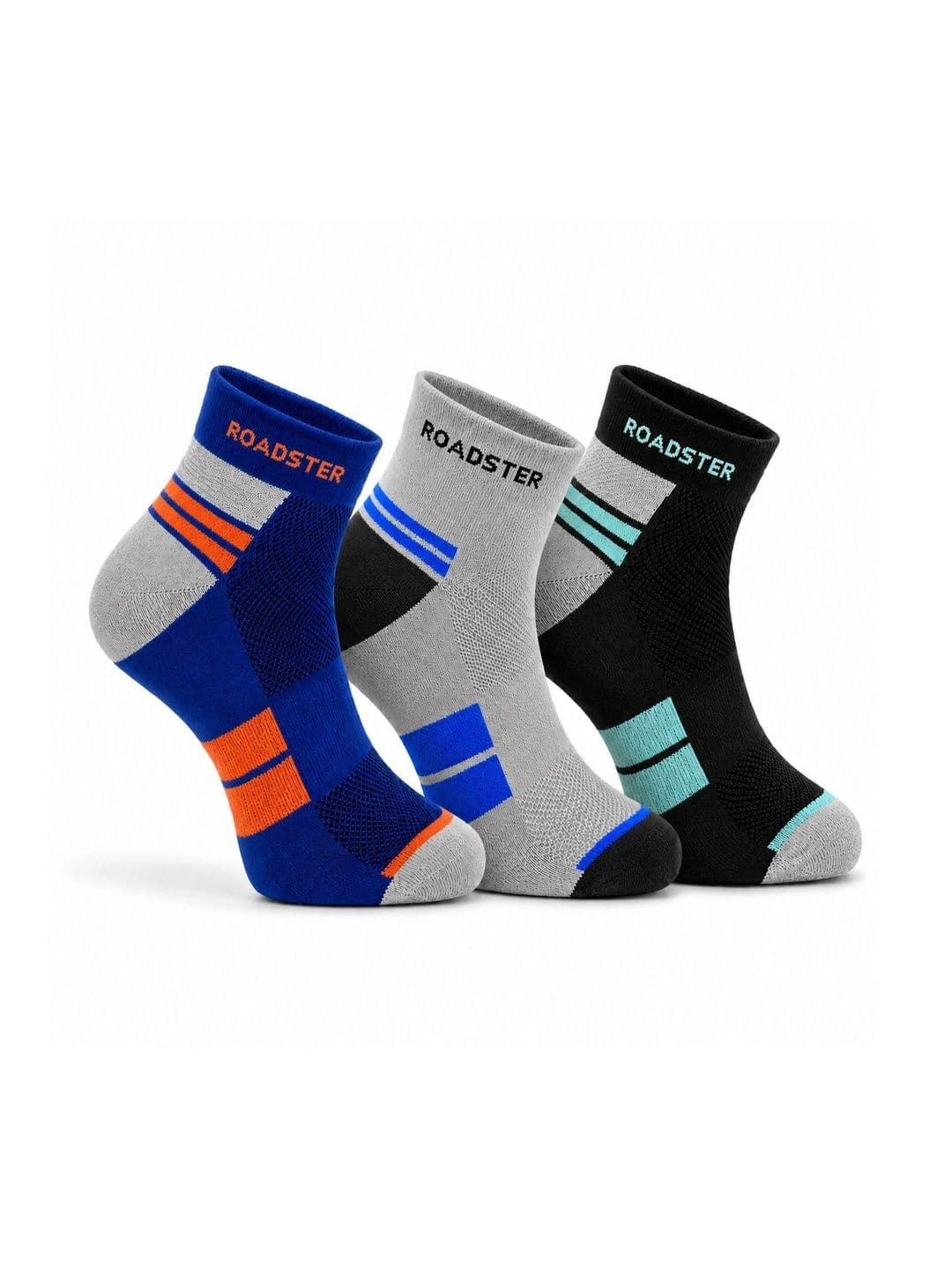 Roadster Men Pack of 3 Cotton Colourblocked Ankle Length Socks - view 1