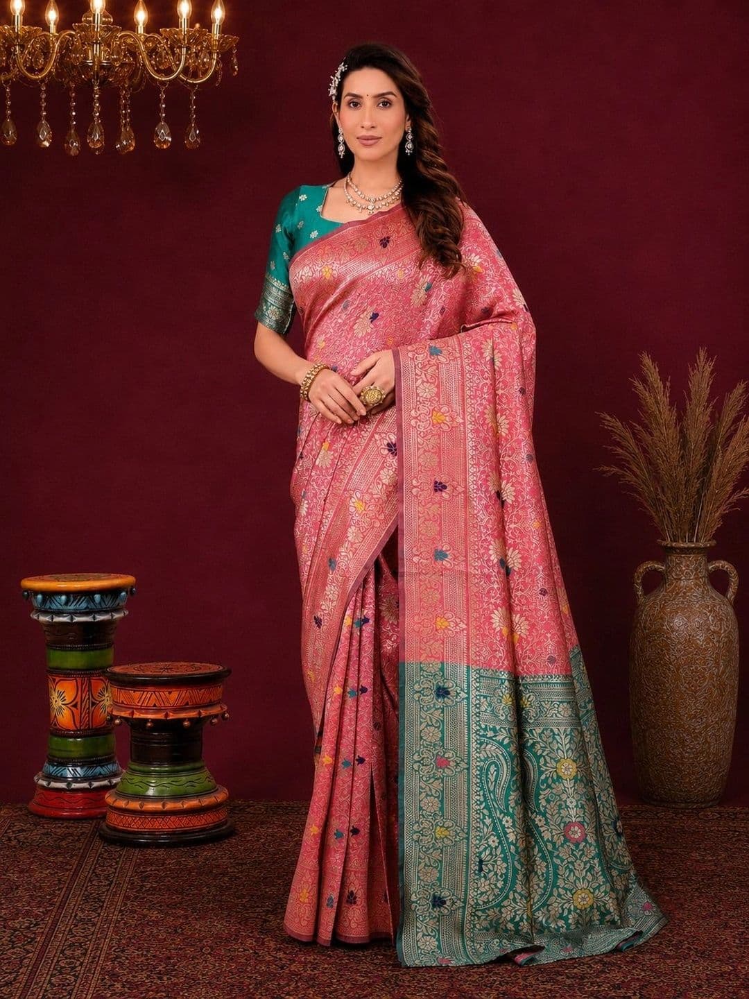 SZN Woven Design Silk Blend Kanjeevaram Saree - view 1