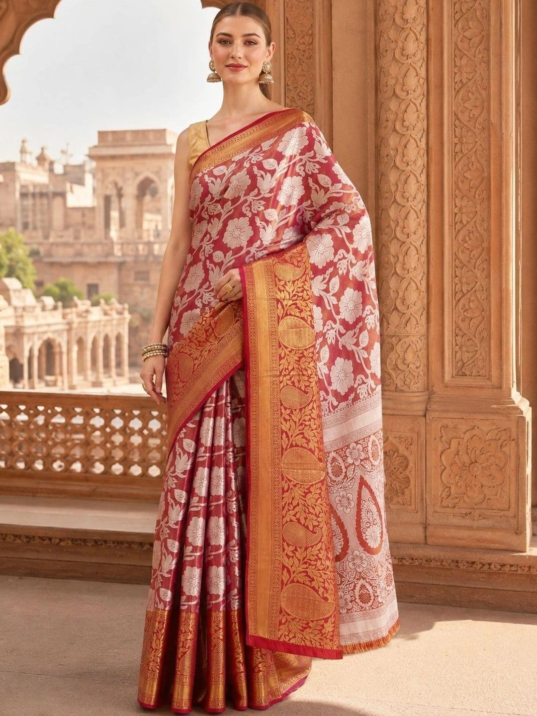 DIVASTRI Woven Design Zari Silk Blend Banarasi Saree - view 1