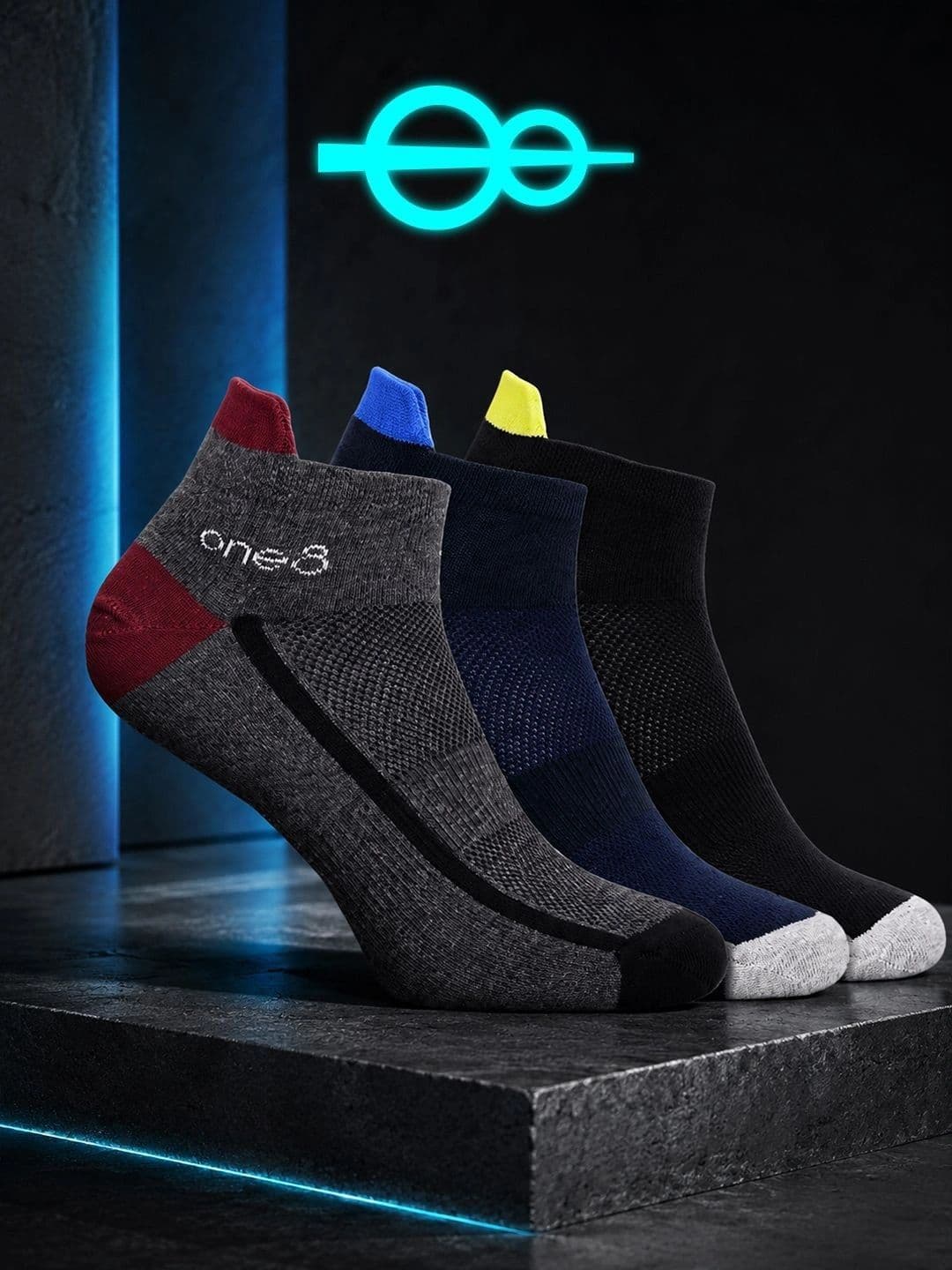 One8 Men Pack of 3 Low Ankle Cotton Socks HEIQ Anti-Odour Sports & Gym Sock - view 1