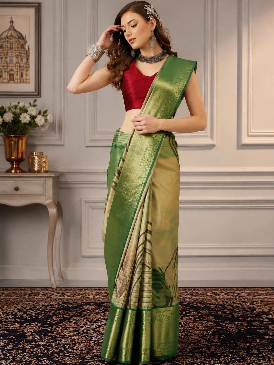 Mitera Zari Silk Cotton Designer Kanjeevaram Saree - view 1