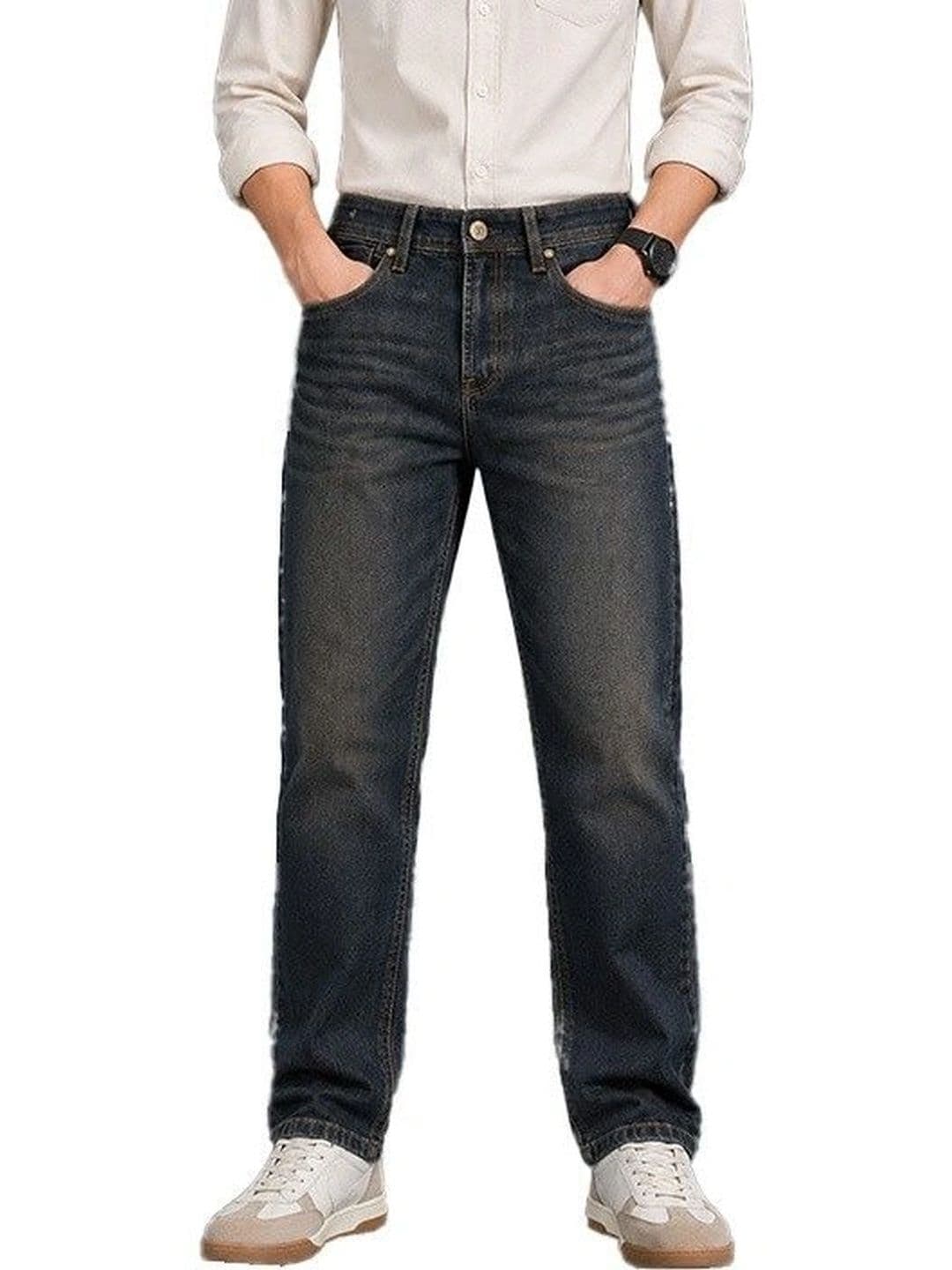 MoorXMoro Men Narrow Slim Fit Mid-Rise Low Distress Jeans - view 1