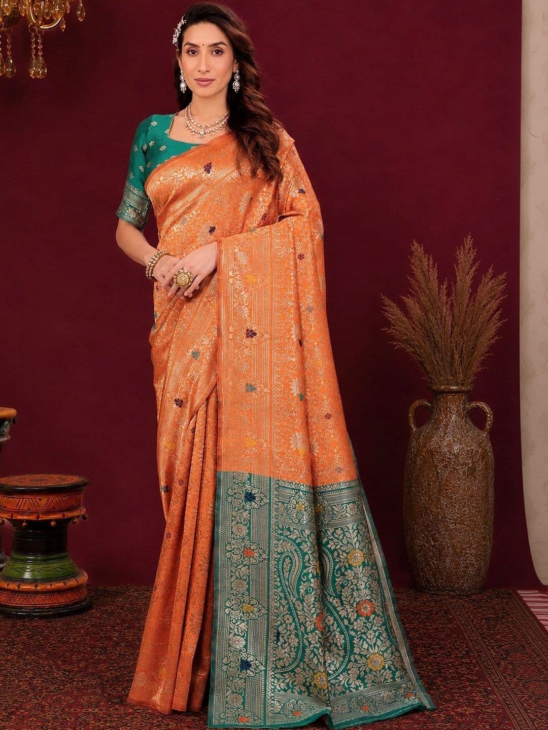 SZN Woven Design Silk Blend Kanjeevaram Saree - view 1