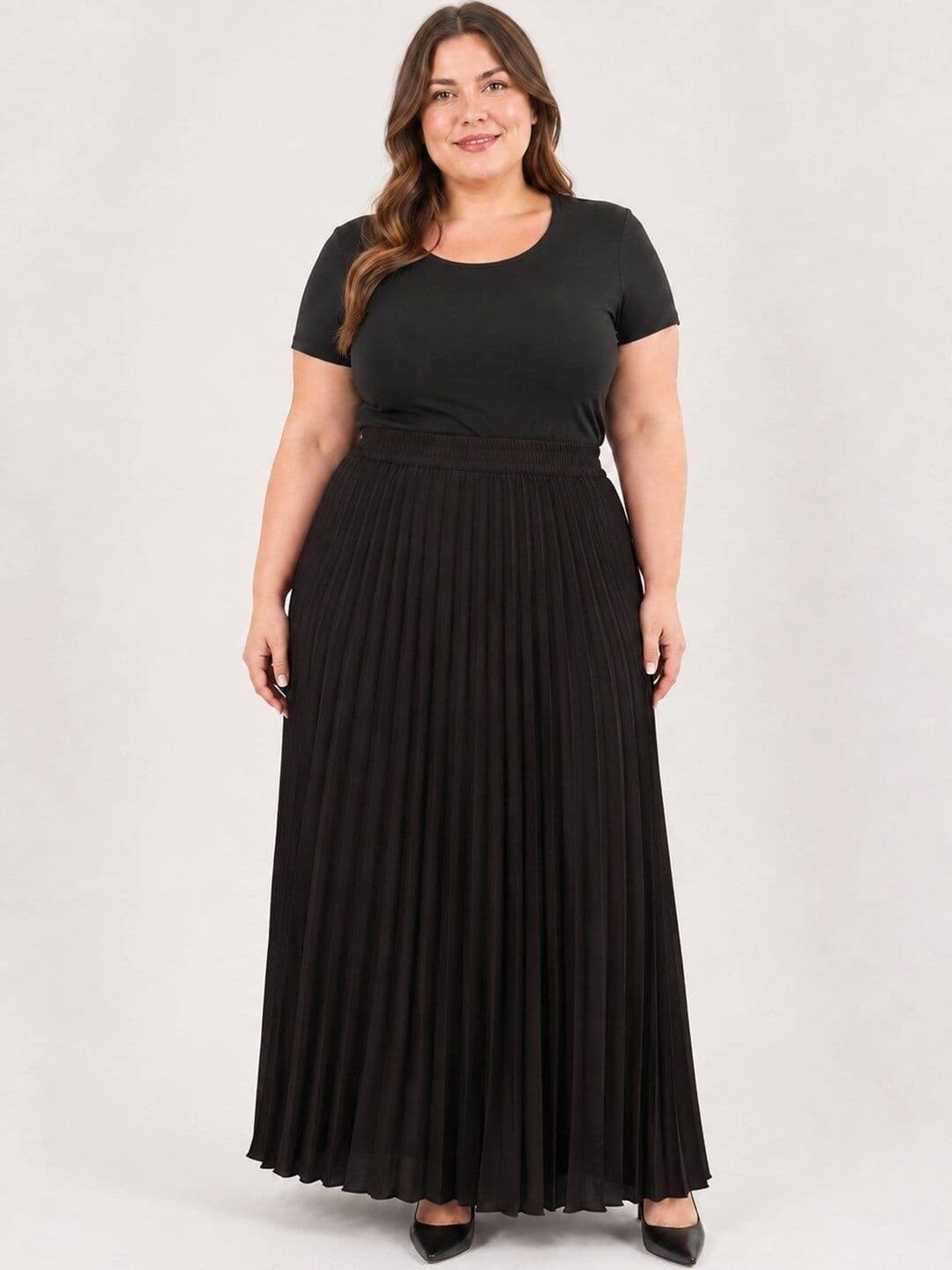 U&F Beyond Women Crepe Accordion Pleated Maxi A-Line Skirt - view 1