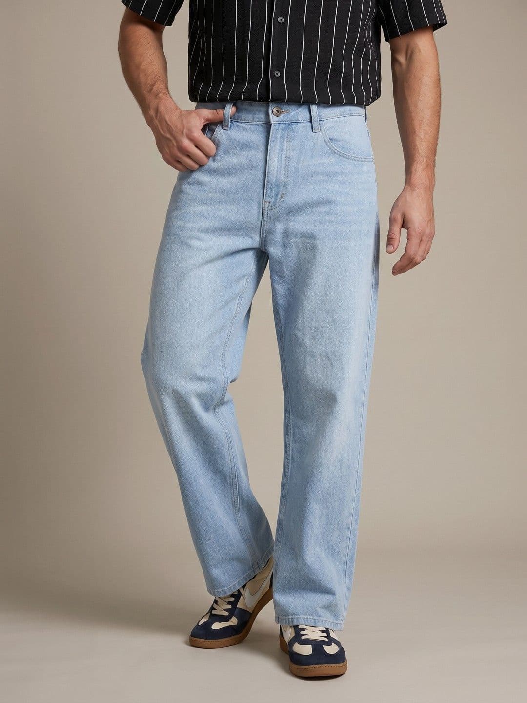glitchez Men Baggy Fit Light Fade Stretchable Jeans - view 1