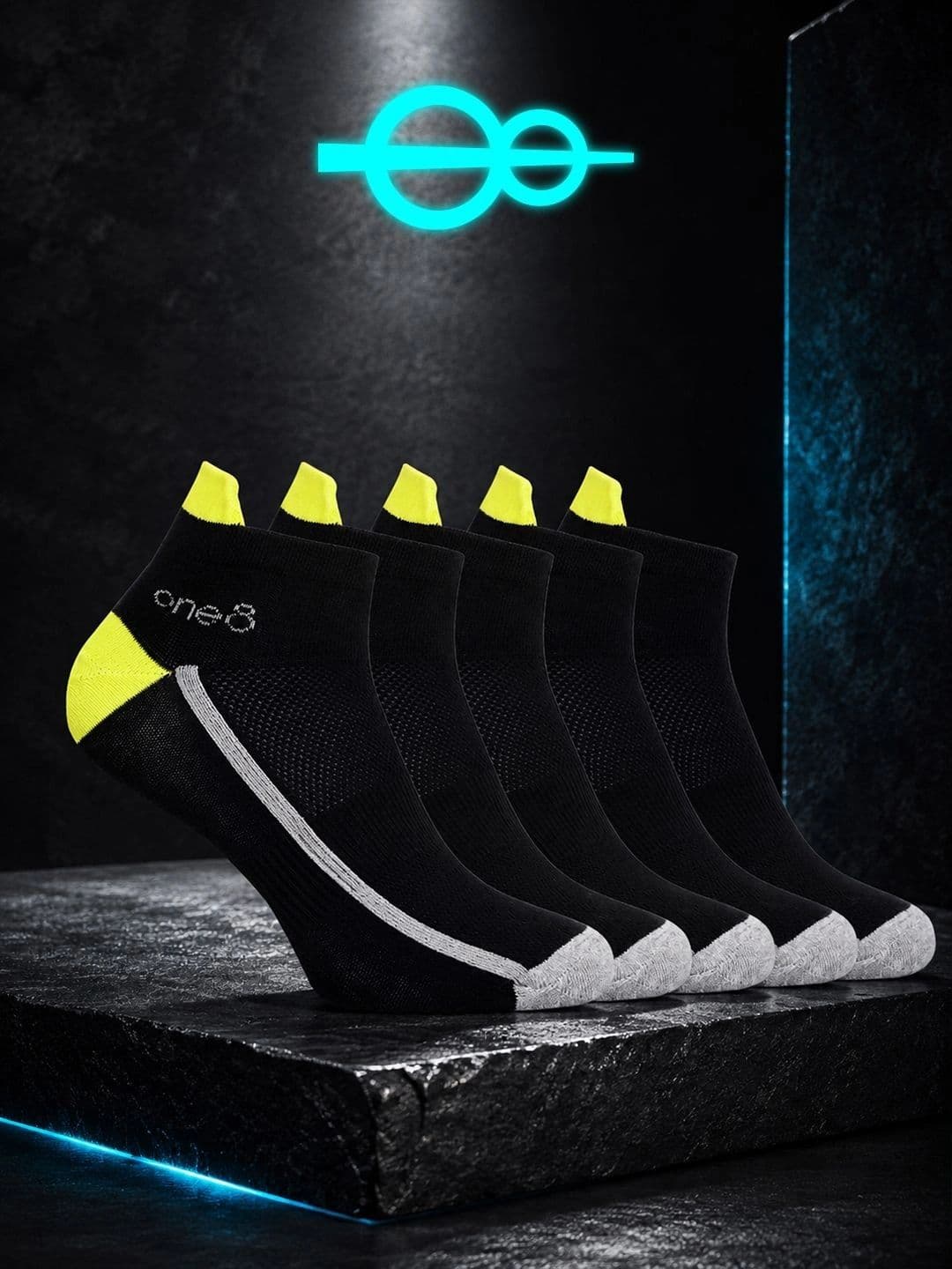 One8 Men Pack of 5 Ankle Length Socks HEIQ Anti-Odour Breathable Flat Knit - view 1
