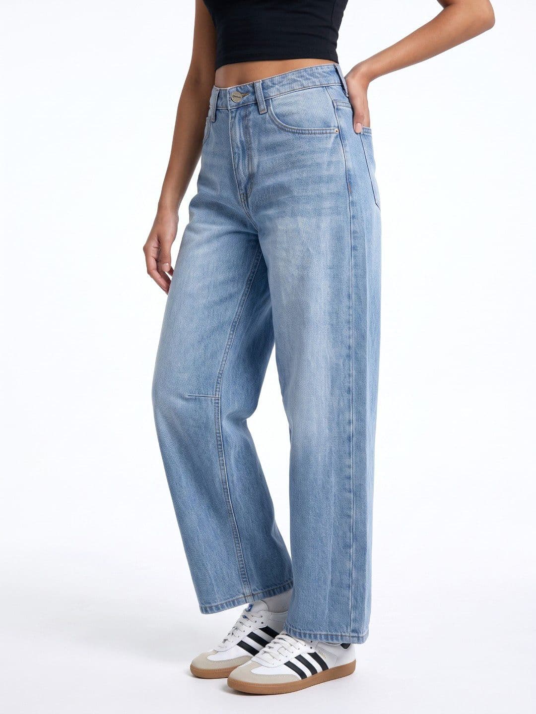 glitchez Women Barrel Fit Mid-Rise Light Fade Jeans - view 1