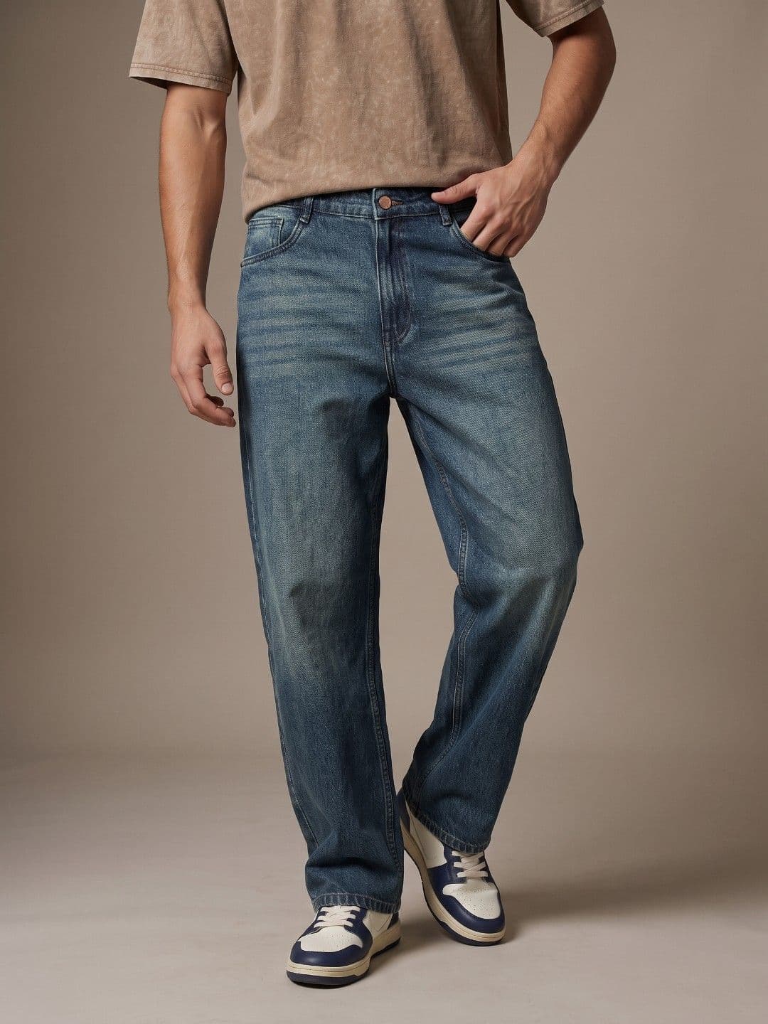 glitchez Men Straight Fit Heavy Fade Stretchable Jeans - view 1