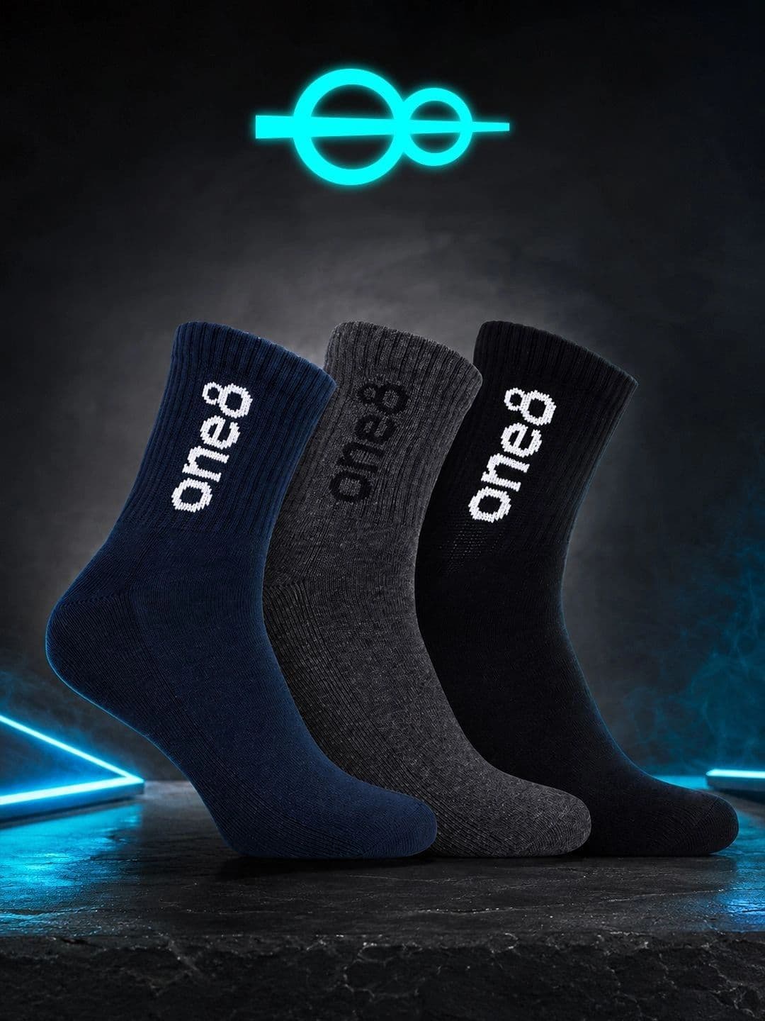 One8 Men Pack of 3 Ankle Length Cotton Socks Anti-Odour Breathable - view 1