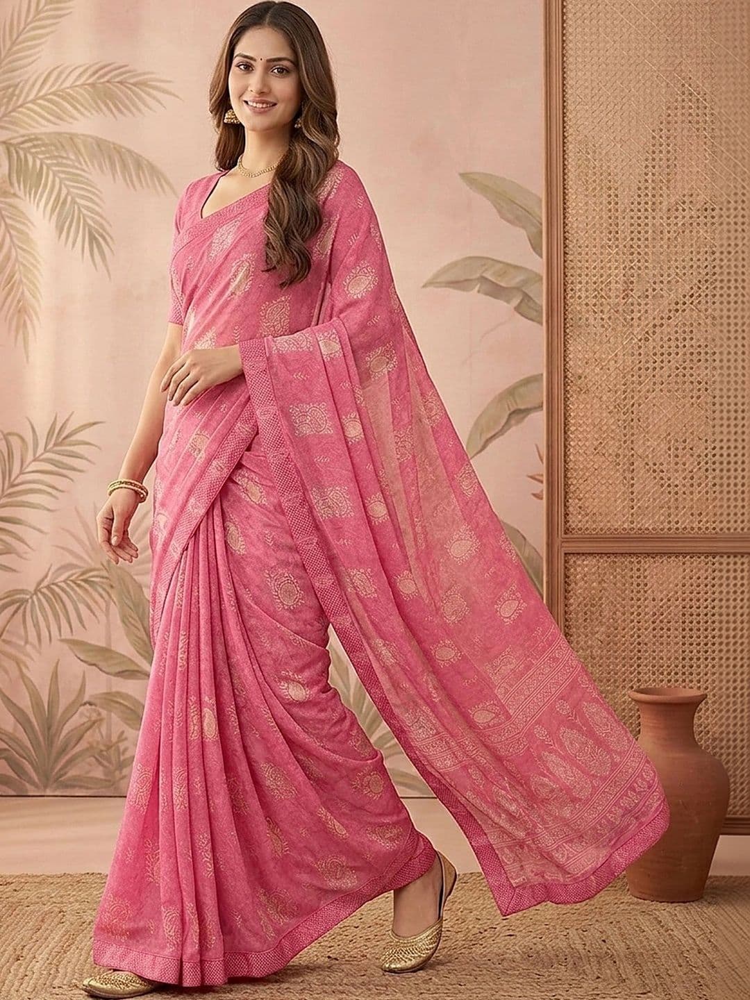 Sangria Paisley Zari Pure Chiffon Saree - view 1
