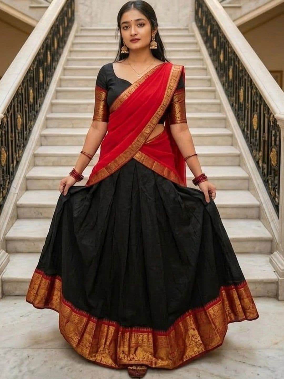 HERE&NOW Embroidered Ready to Wear Lehenga & Blouse With Dupatta - view 1