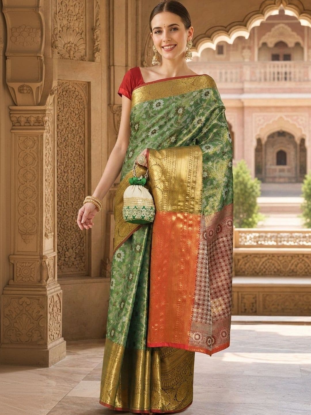 Mitera Woven Design Zari Silk Blend Banarasi Saree - view 1