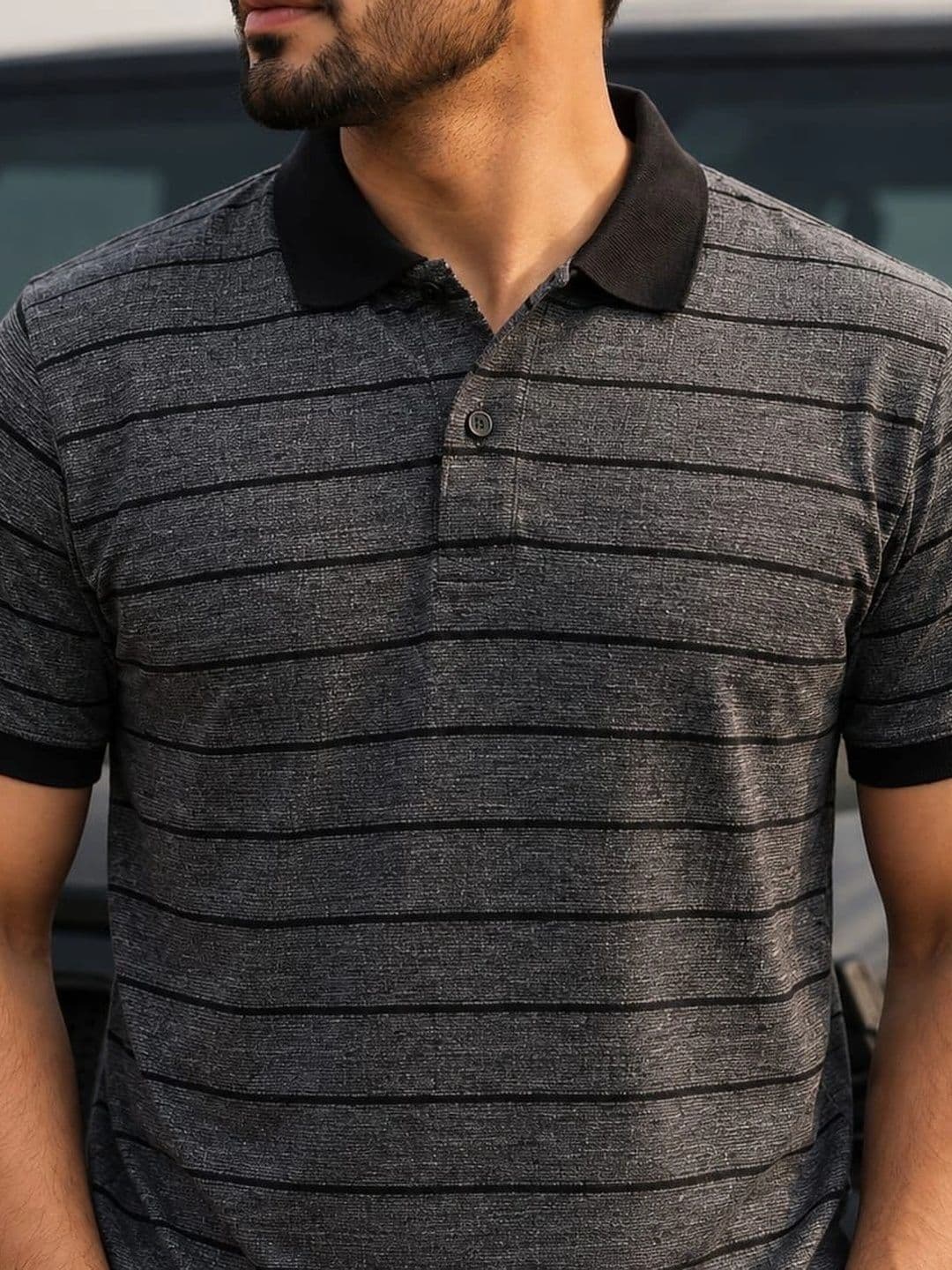 Roadster Men Striped Polo Collar T-shirt - view 1