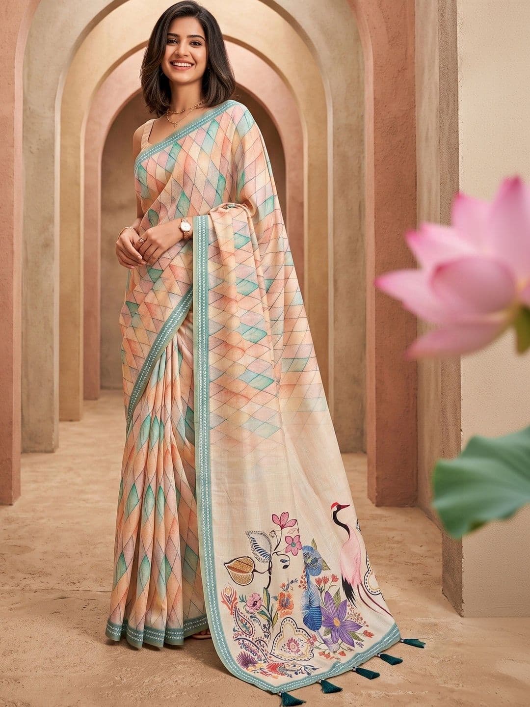ARKRONE Printed Saree With Unstitched Blouse - view 1