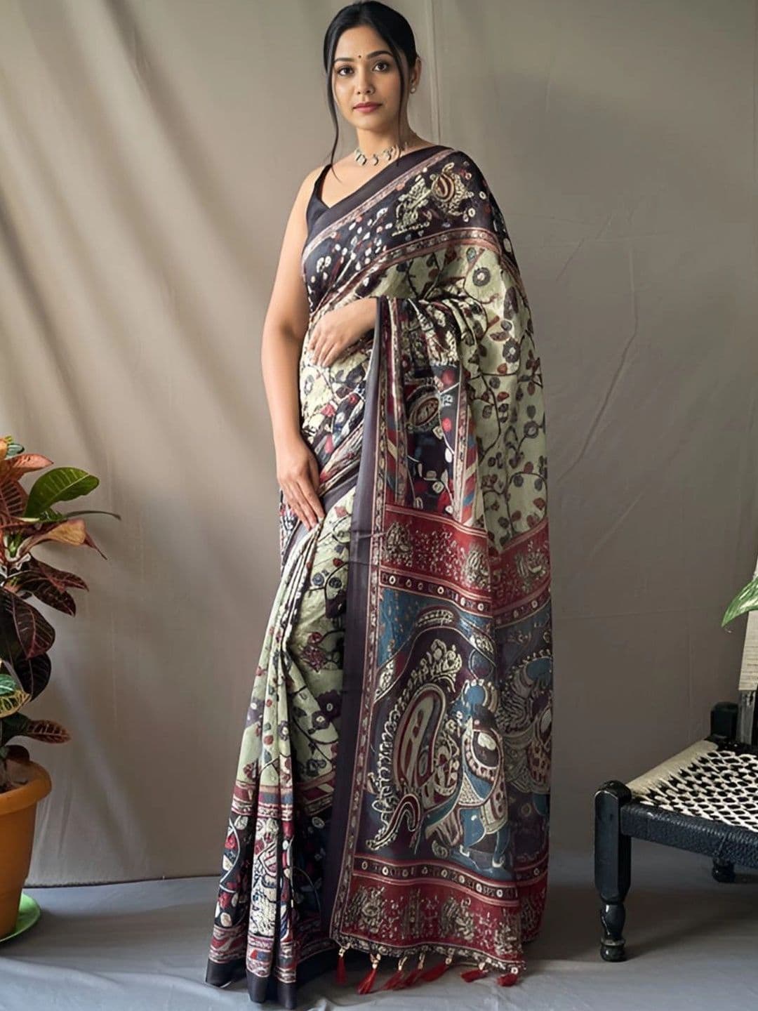 Mitera Kalamkari Saree - view 1