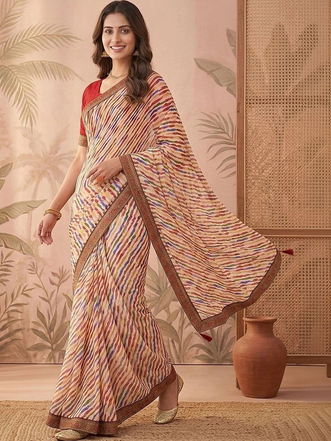 Sangria Leheriya Pure Chiffon Saree - view 1