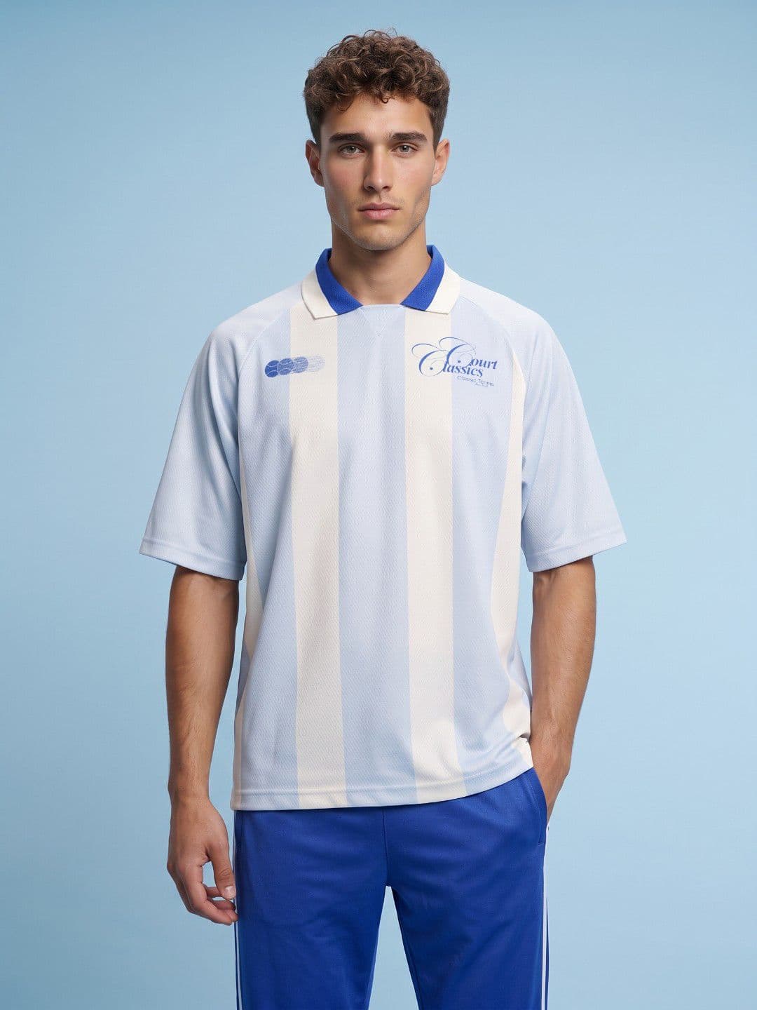 SPORT STREET by glitchez Striped Polo Collar Relaxed Fit T-shirt - view 1