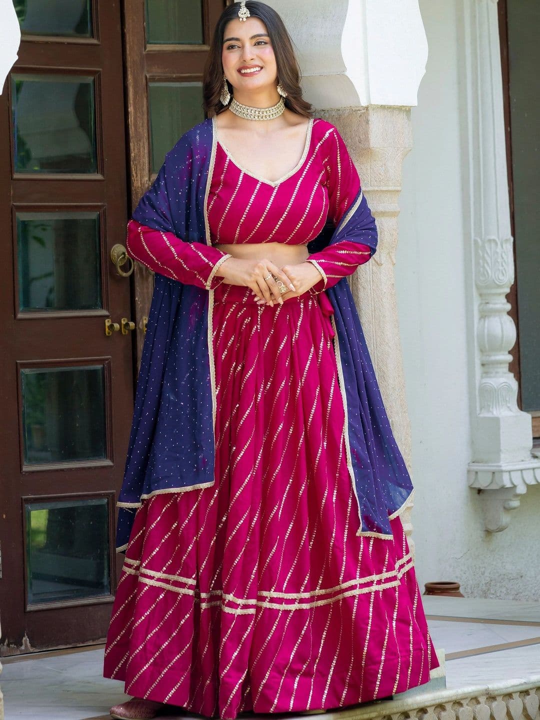 IVARIS Embellished Semi-Stitched Lehenga & Unstitched Blouse With Dupatta - view 1