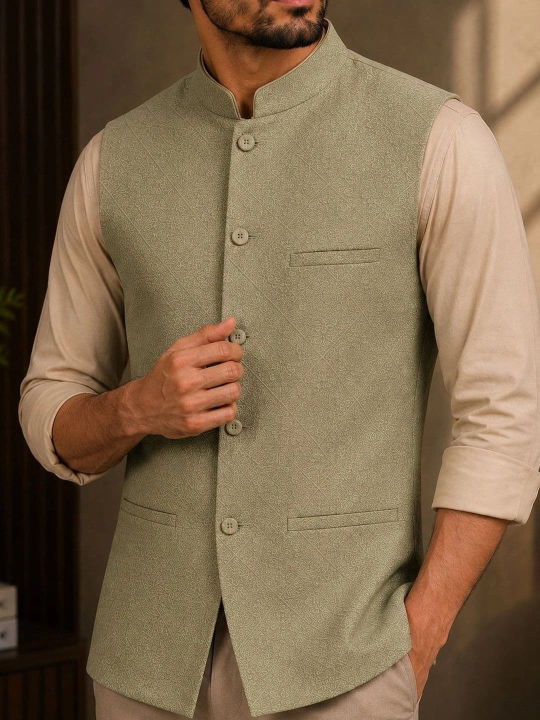 INVICTUS Woven Nehru Jackets - view 1