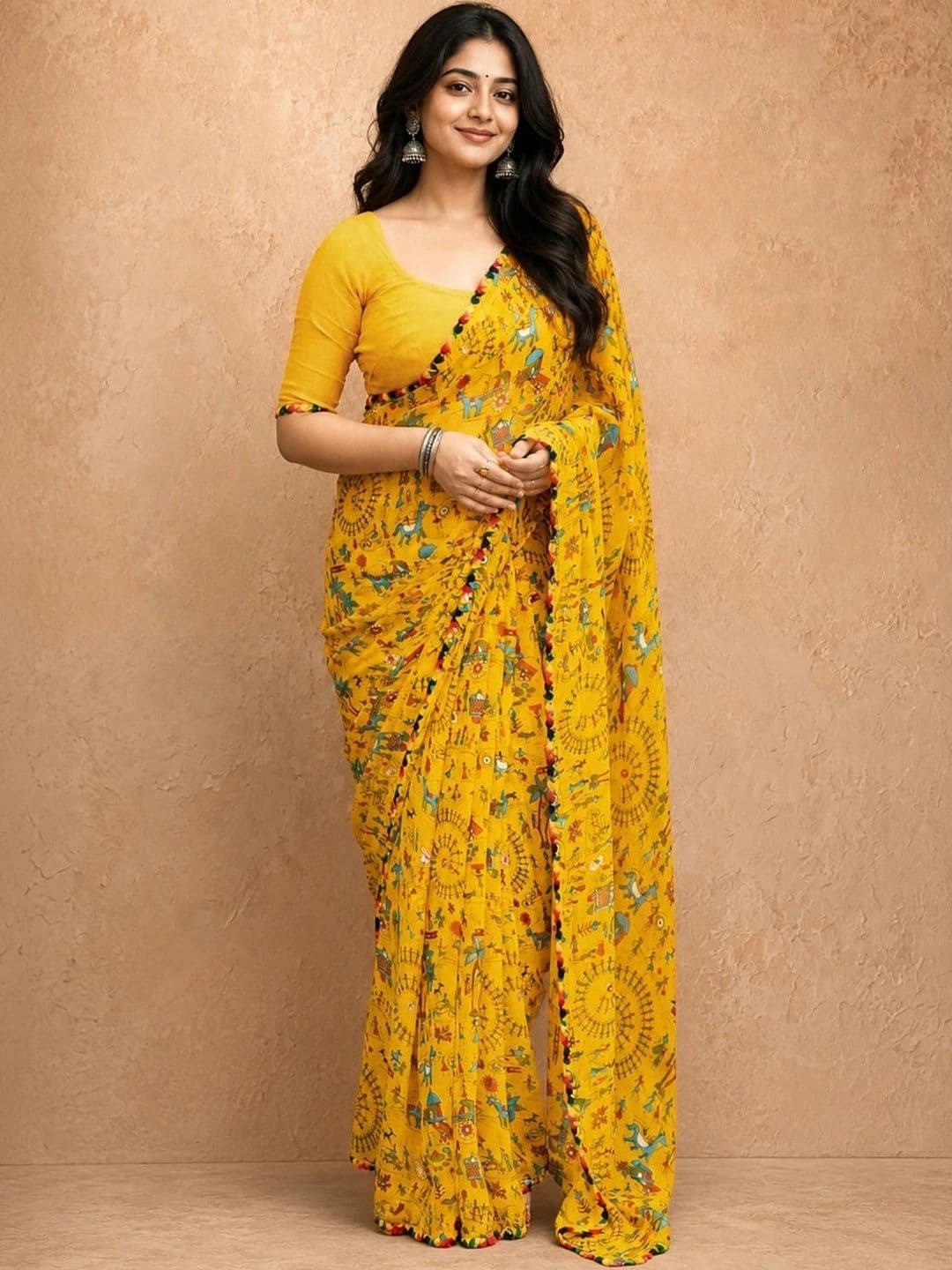 SAMANTHA Floral Gotta Patti Poly Georgette Saree - view 1
