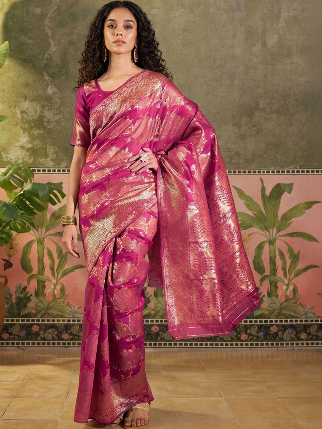 Sangria Woven Design Zari Silk Blend Designer Banarasi Saree - view 1