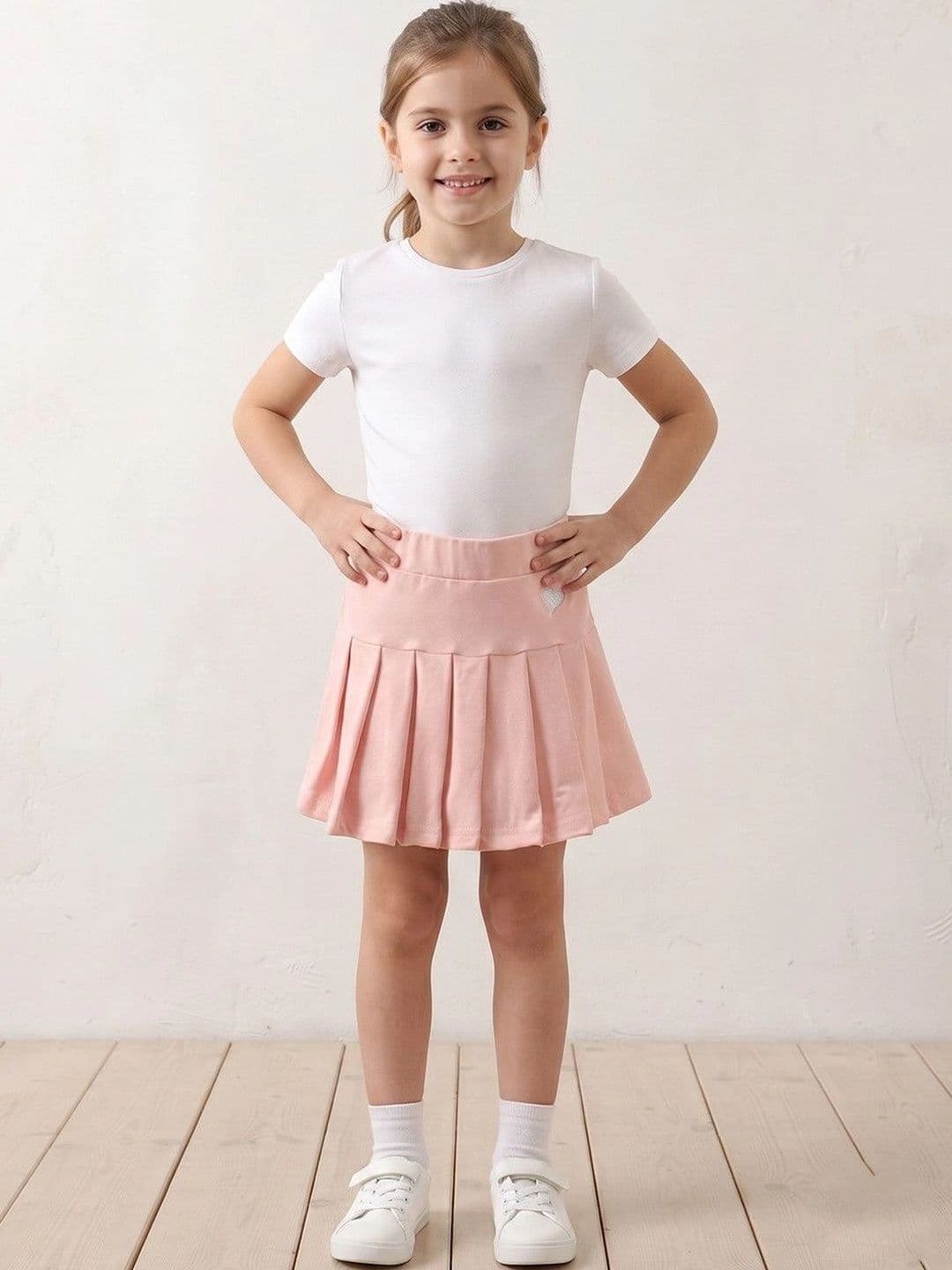 Kiddelpret Girls Cotton Accordion Pleated Mini Flared Skirt - view 1