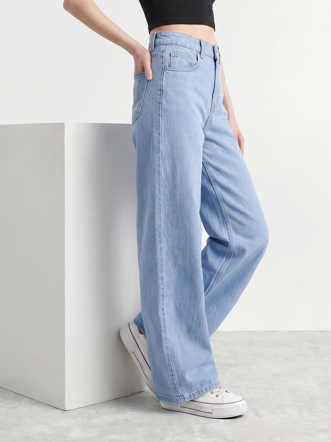 Mast & Harbour Women Wide Leg Light Fade High-Rise Pure Cotton Jeans - view 1