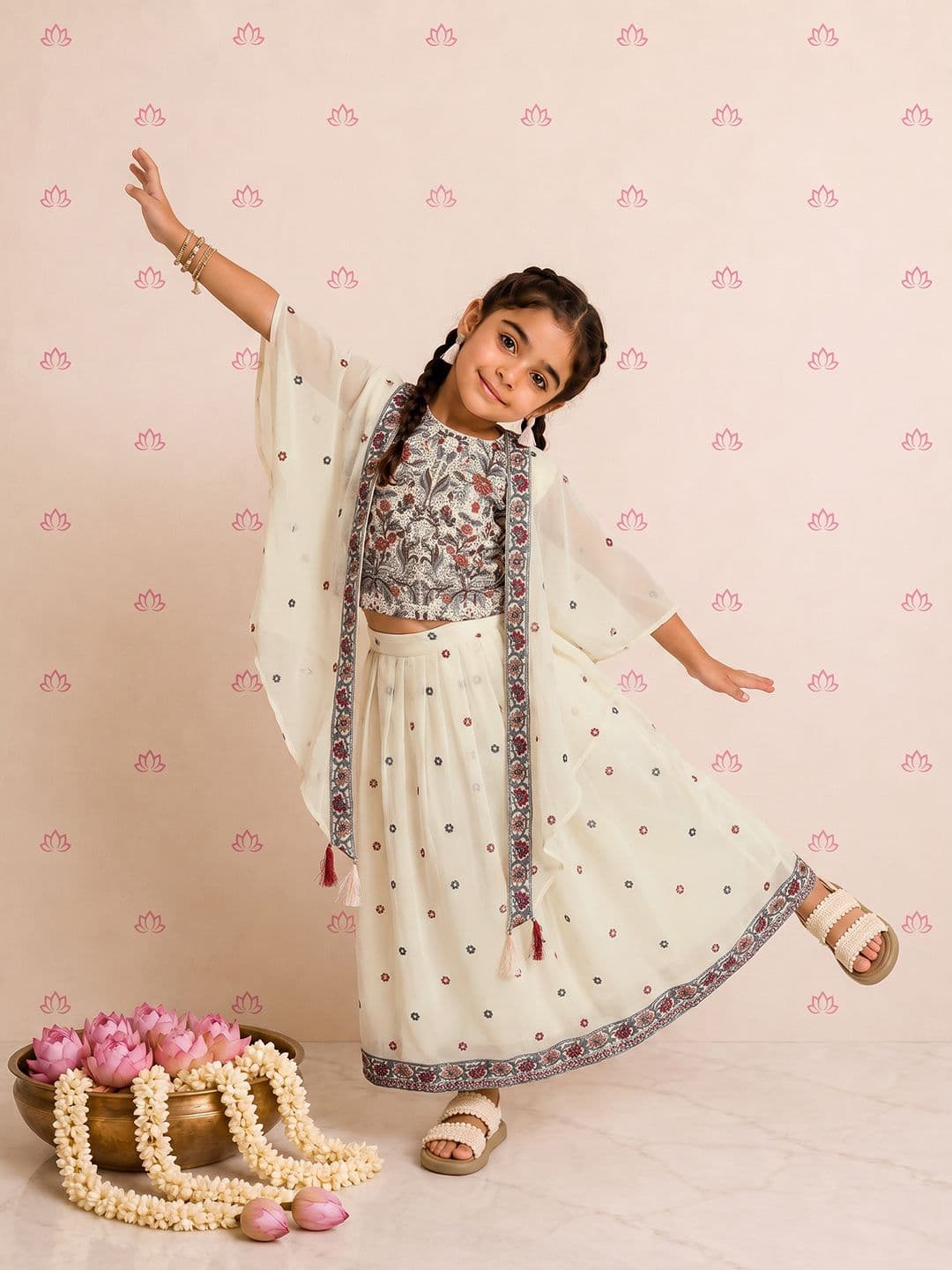 Sangria Girls Embroidered Lehenga Choli comes with a Bag - view 1